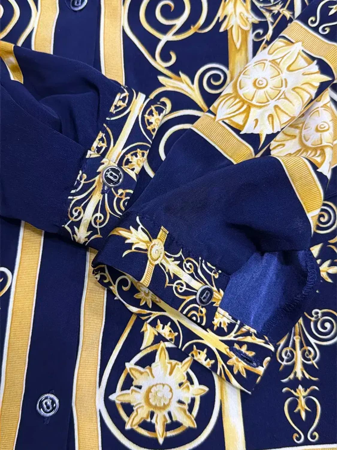 그랜드 핸드 우븐 바로크 패턴 퓨어실크 셔츠 M 상품이미지6