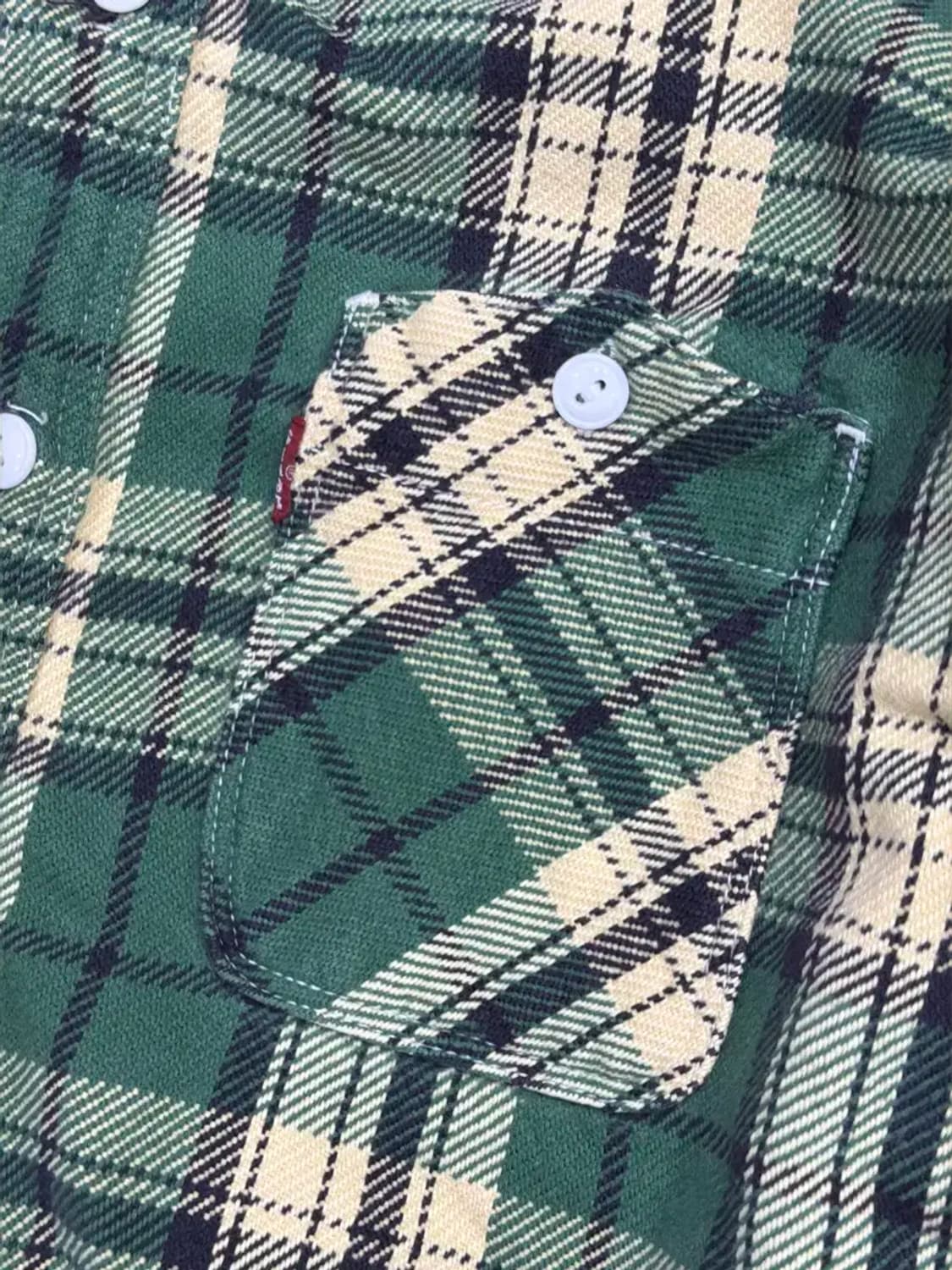 리바이스 헤비코튼 플란넬 그린 체크셔츠 M 상품이미지4