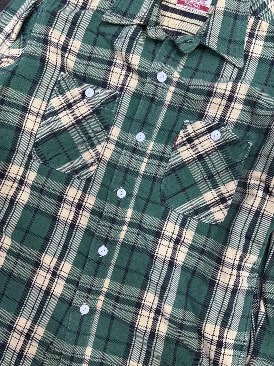 리바이스 헤비코튼 플란넬 그린 체크셔츠 M 상품이미지5