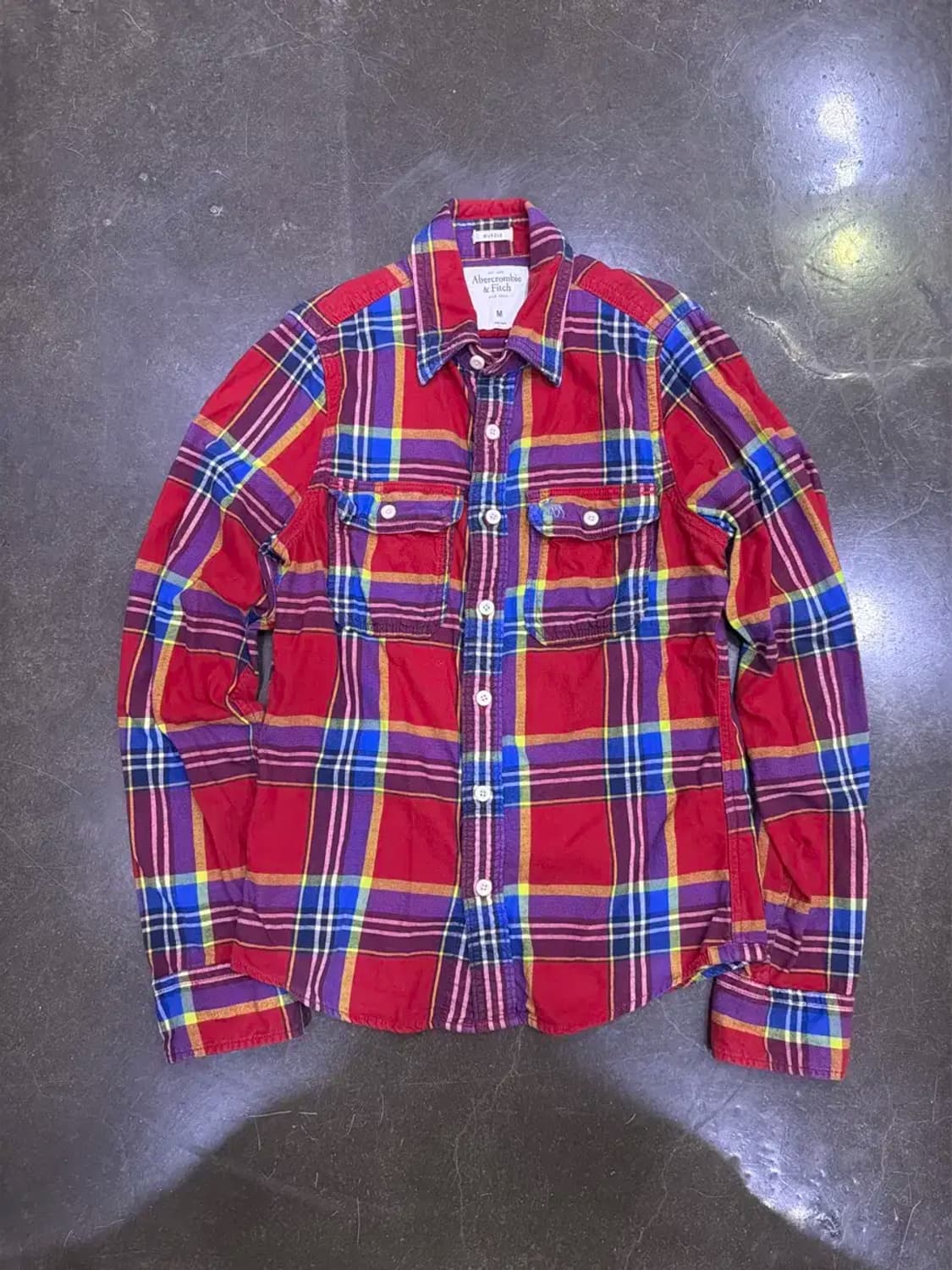 아베크롬비 플란넬 체크셔츠 레드 머슬핏 M 상품이미지1