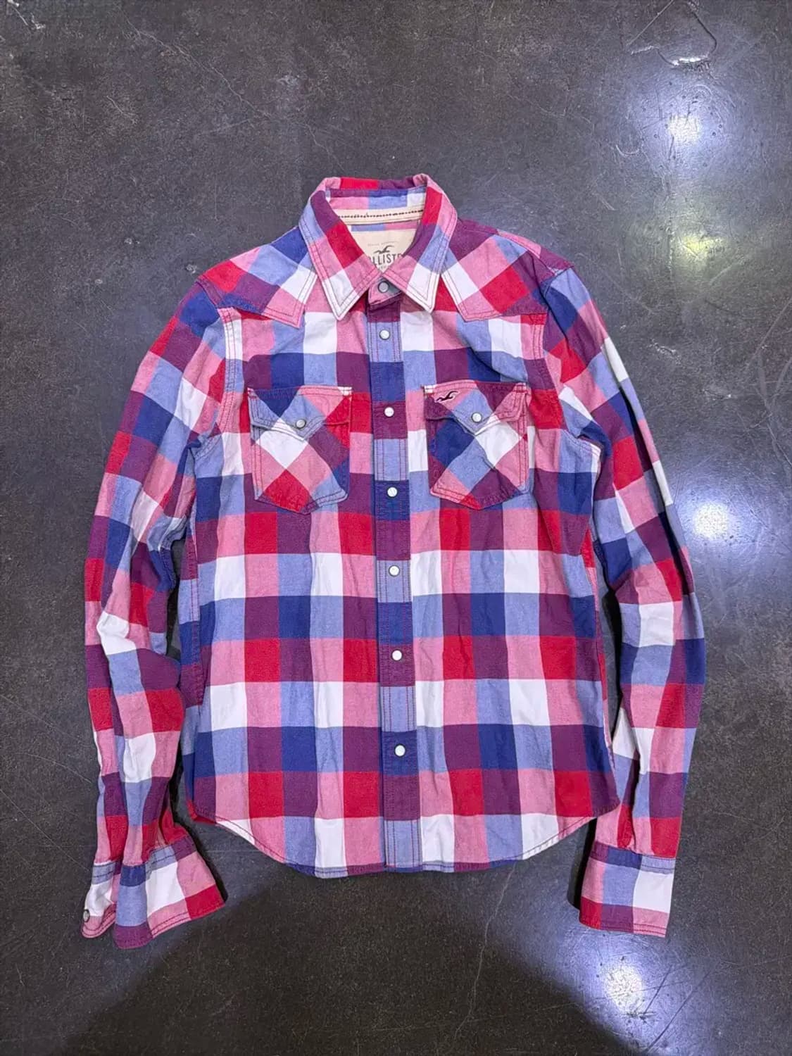 홀리스터 헤비코튼 체크 웨스턴 셔츠 남방 M 상품이미지1