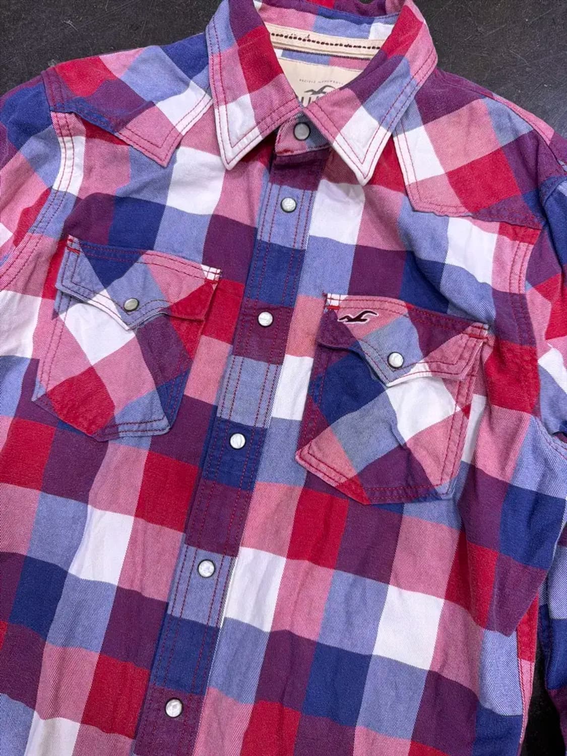 홀리스터 헤비코튼 체크 웨스턴 셔츠 남방 M 상품이미지3