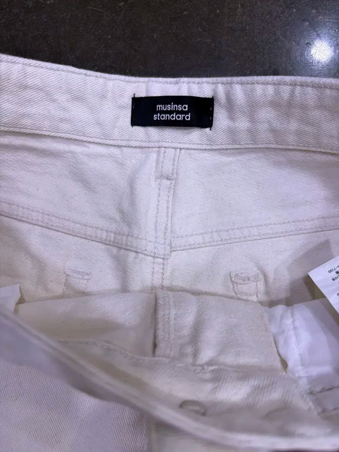 무신사스탠다드 와이드 데님 팬츠 크림 32 상품이미지8