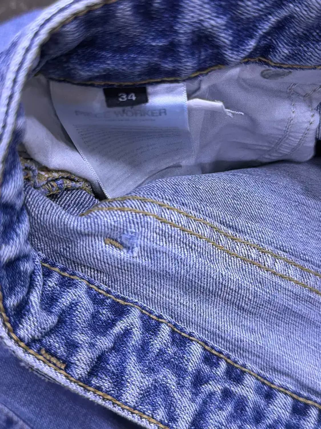 피스워커 중청 워싱 뉴크롭 슬림핏 데님팬츠 34 상품이미지10