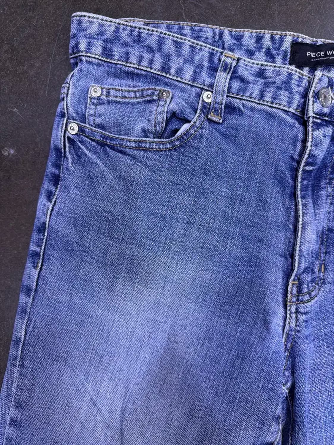 피스워커 중청 워싱 뉴크롭 슬림핏 데님팬츠 34 상품이미지4