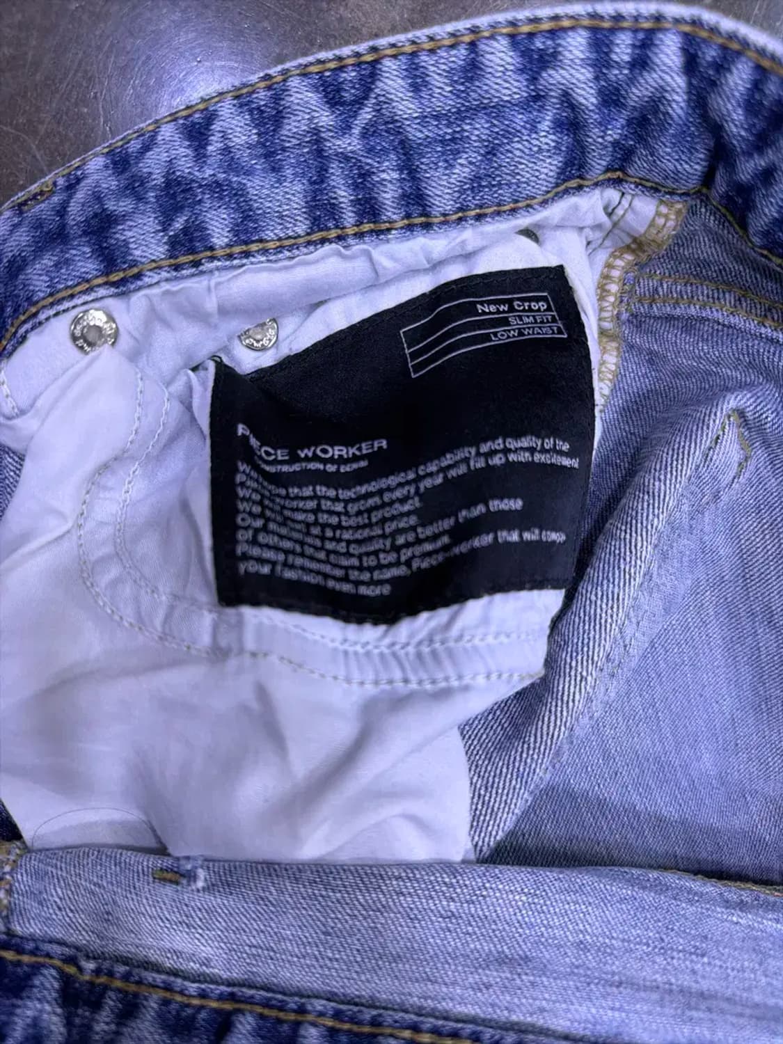 피스워커 중청 워싱 뉴크롭 슬림핏 데님팬츠 34 상품이미지9
