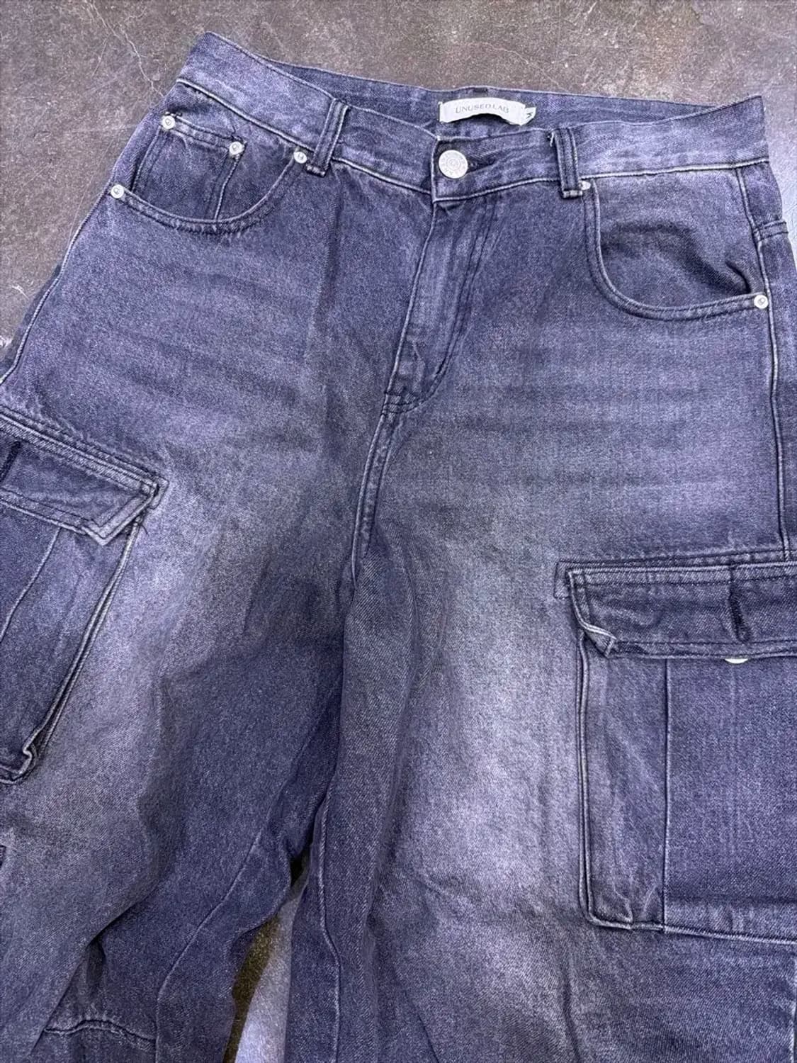 언유즈드랩 블랙 데님 멀티 포켓 카고 와이드 팬츠 M 상품이미지3