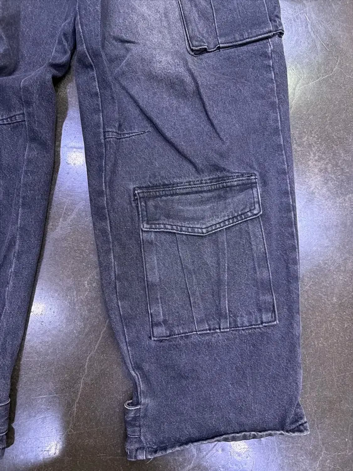 언유즈드랩 블랙 데님 멀티 포켓 카고 와이드 팬츠 M 상품이미지5