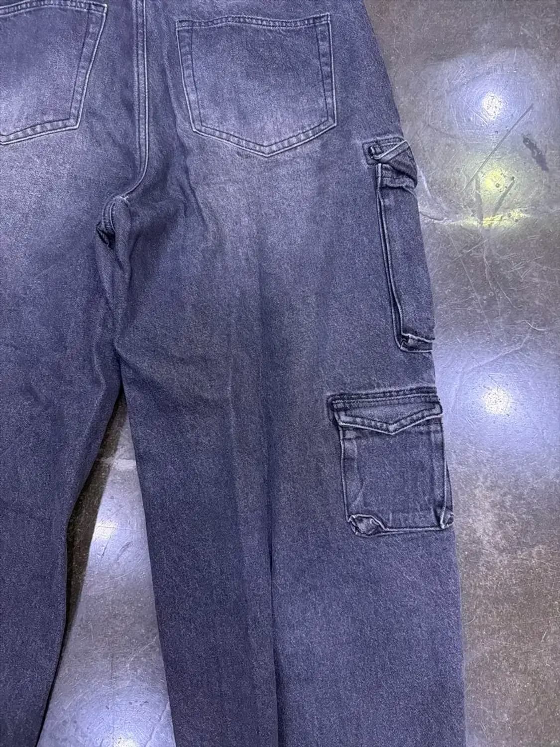 언유즈드랩 블랙 데님 멀티 포켓 카고 와이드 팬츠 M 상품이미지6