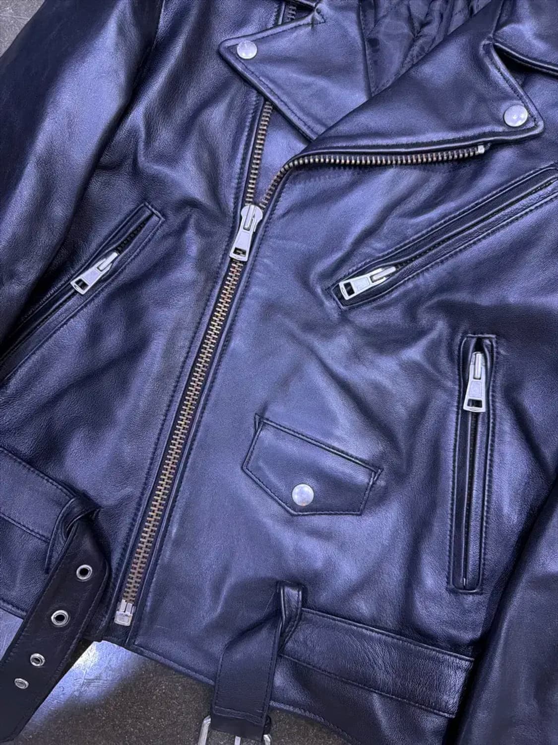 세인 양가죽 더블 라이더 벨트 레더 자켓 95 상품이미지4