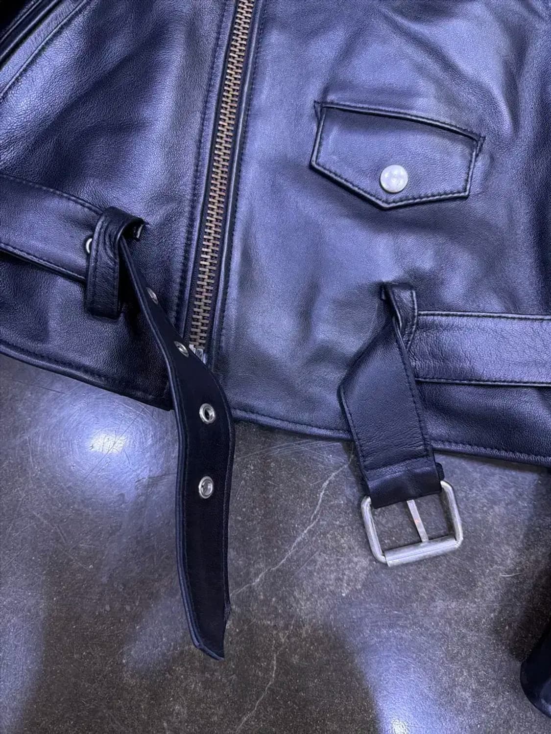 세인 양가죽 더블 라이더 벨트 레더 자켓 95 상품이미지5