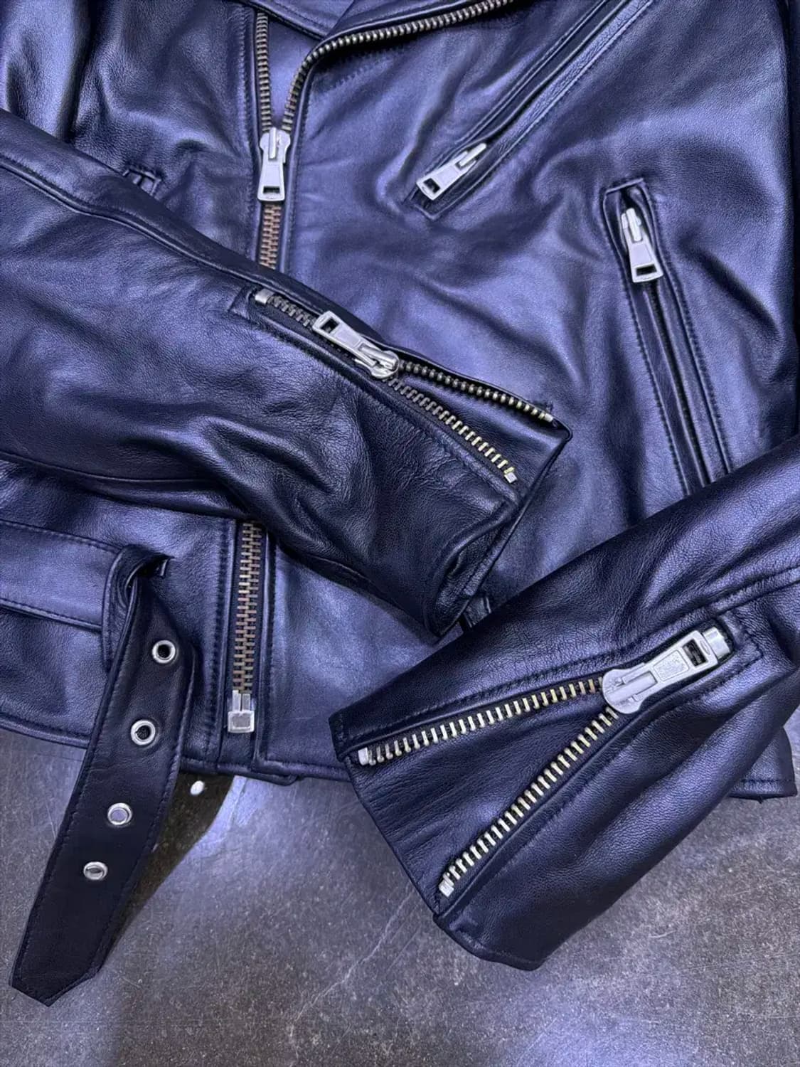 세인 양가죽 더블 라이더 벨트 레더 자켓 95 상품이미지6