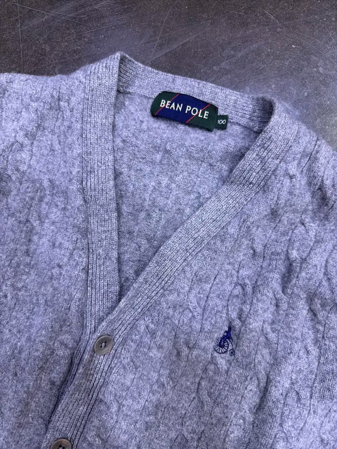 빈폴 케이블 꽈배기 울 니트 가디건 그레이 100 상품이미지3