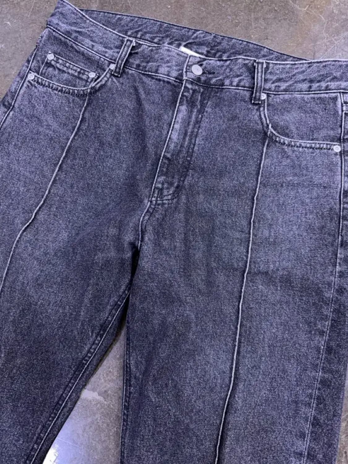 유니폼브릿지 핀턱 와이드 흑청 데님팬츠 L 상품이미지5