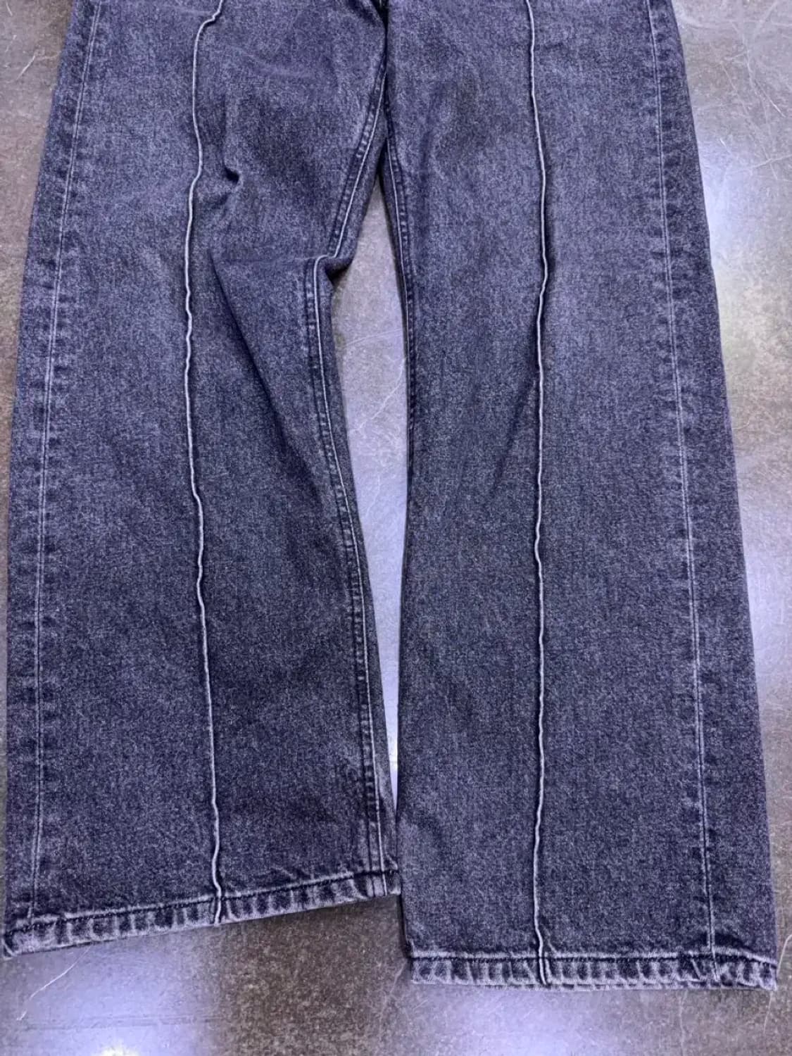 유니폼브릿지 핀턱 와이드 흑청 데님팬츠 L 상품이미지7