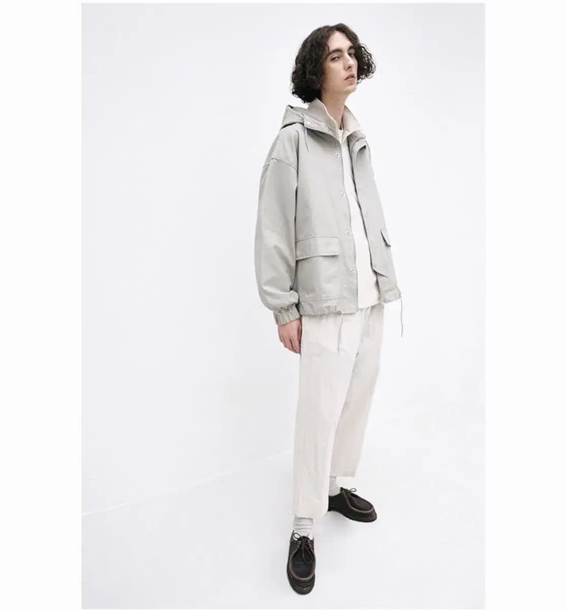 파르티멘토 코드 후드 집업 자켓 스모크레이 L 상품이미지3