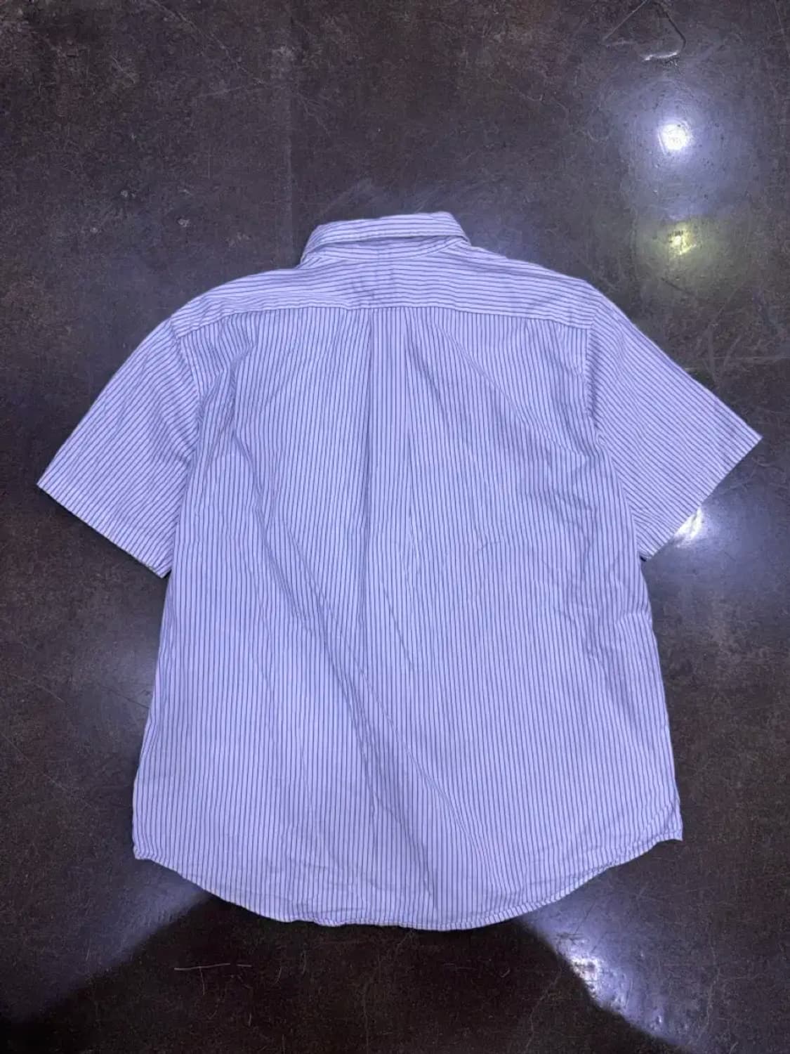 폴로 랄프로렌 스트라이프 반팔 셔츠 커스텀핏 화이트 블루 XXL 상품이미지2