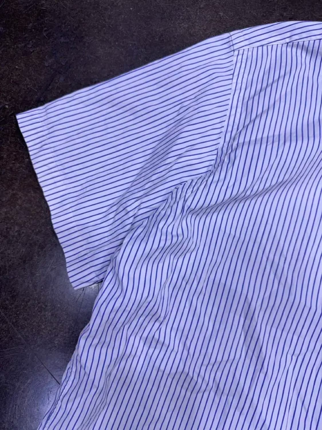 폴로 랄프로렌 스트라이프 반팔 셔츠 커스텀핏 화이트 블루 XXL 상품이미지5