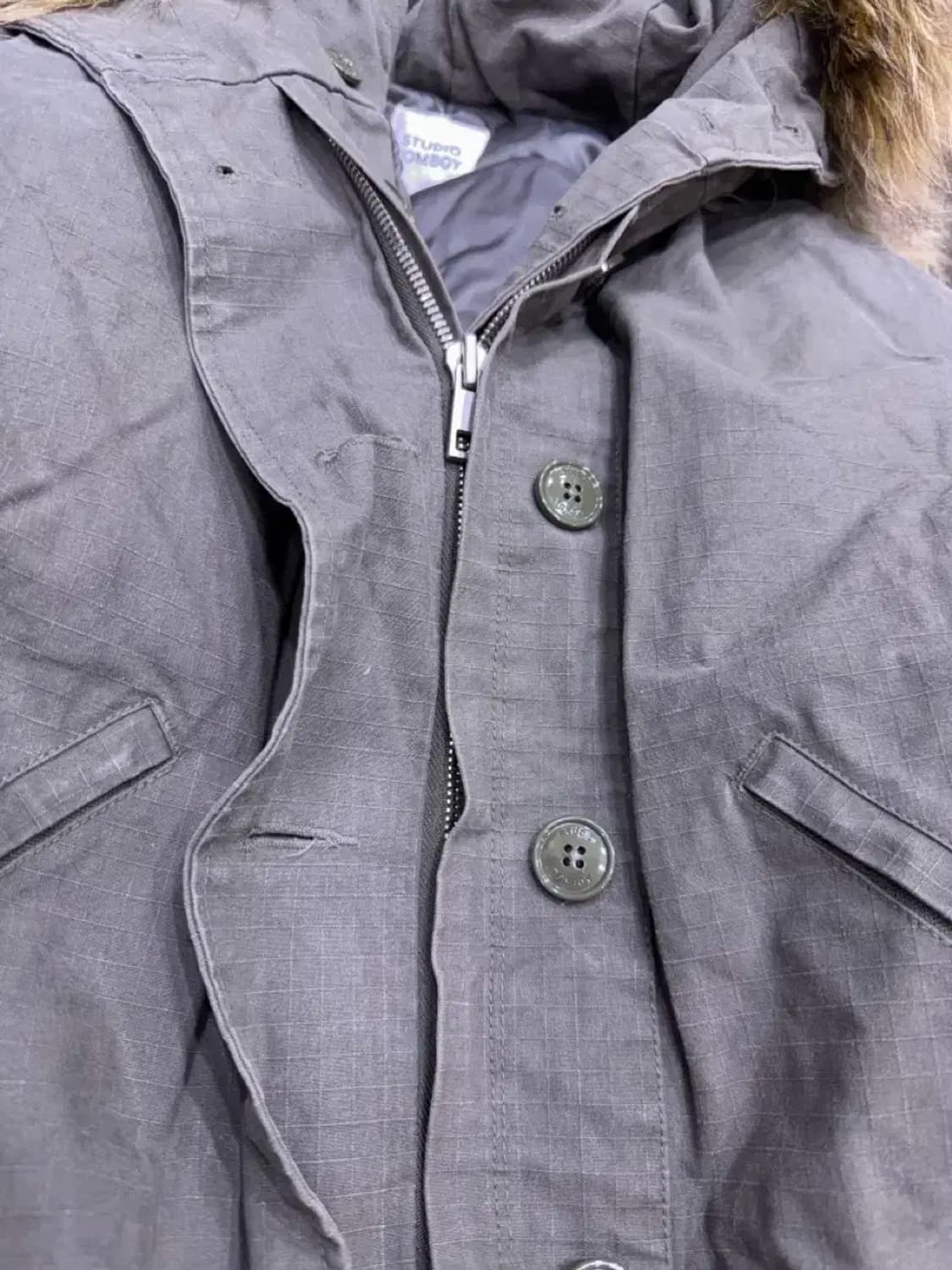 스튜디오 톰보이 라쿤 퍼 덕다운 롱 야상 자켓 점퍼 80 상품이미지8