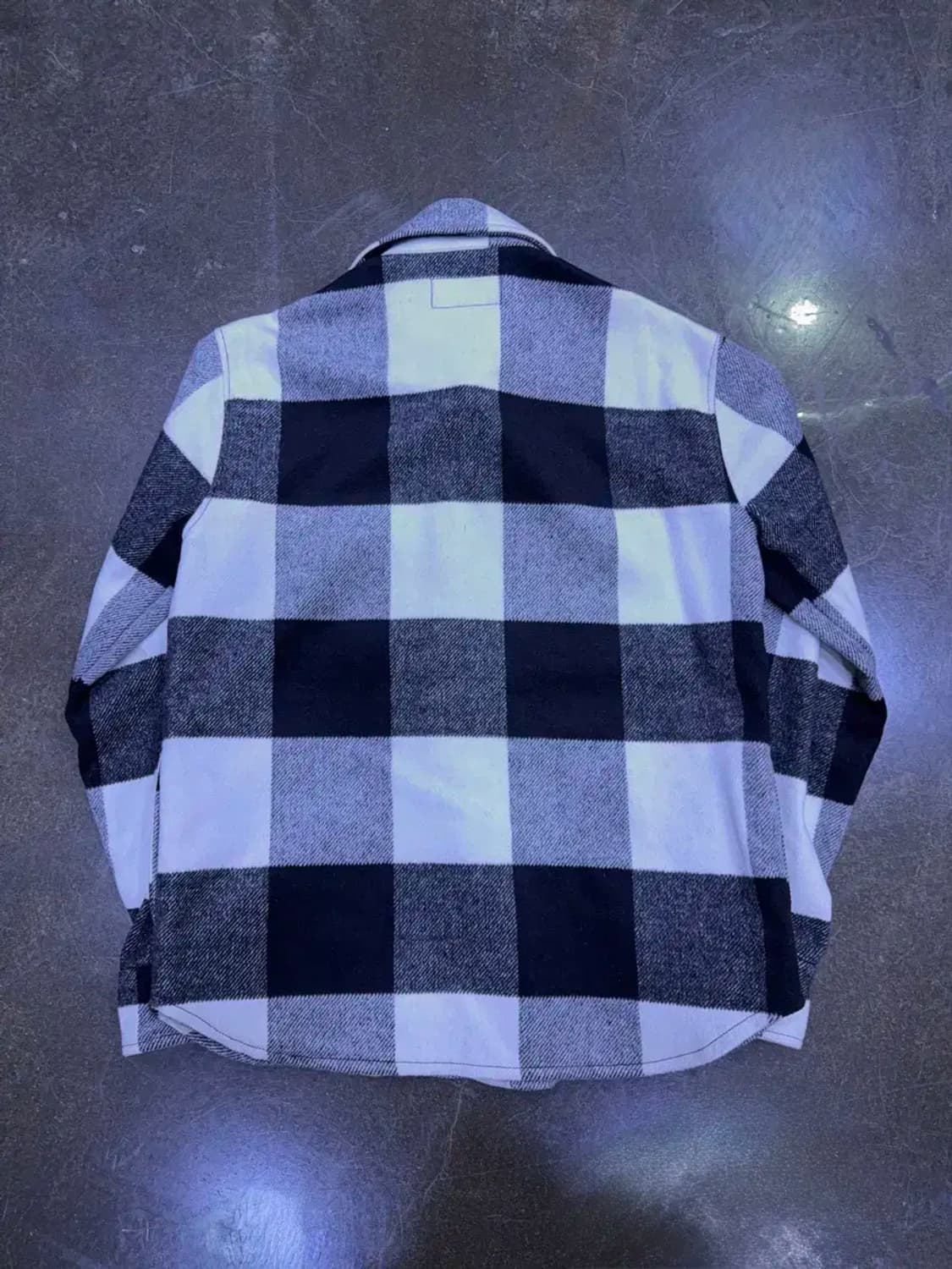 유니폼브릿지 블랙/화이트 울 체크 셔츠 자켓 M 상품이미지2