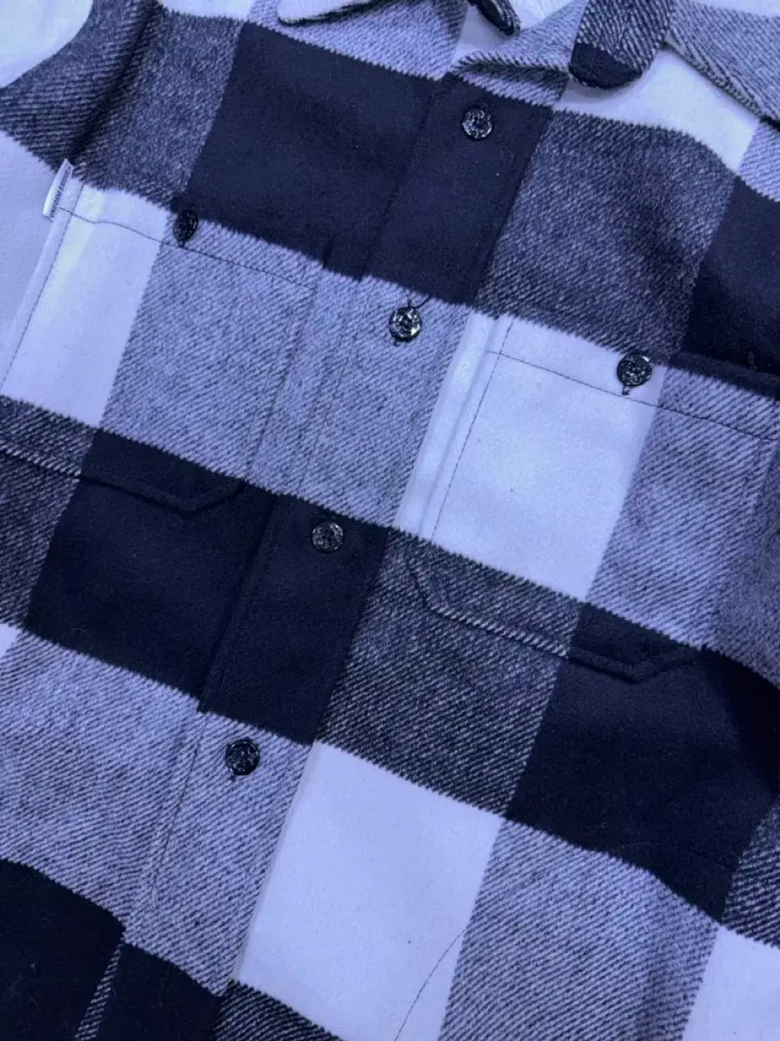 유니폼브릿지 블랙/화이트 울 체크 셔츠 자켓 M 상품이미지4