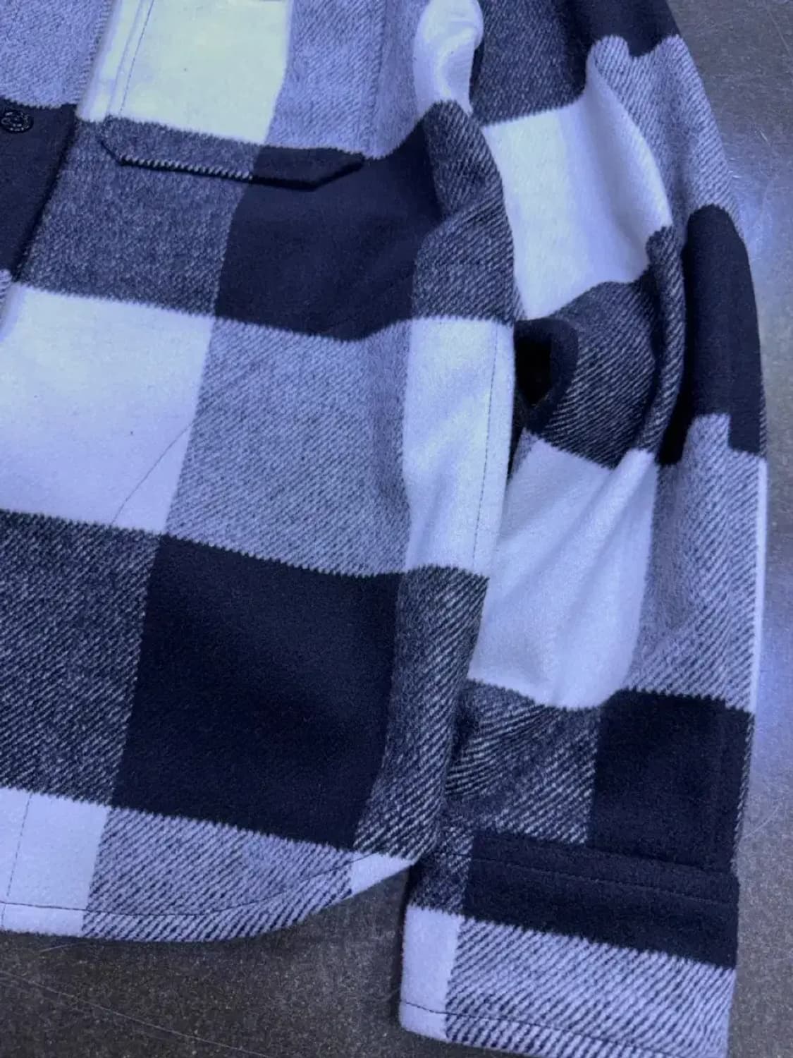 유니폼브릿지 블랙/화이트 울 체크 셔츠 자켓 M 상품이미지5