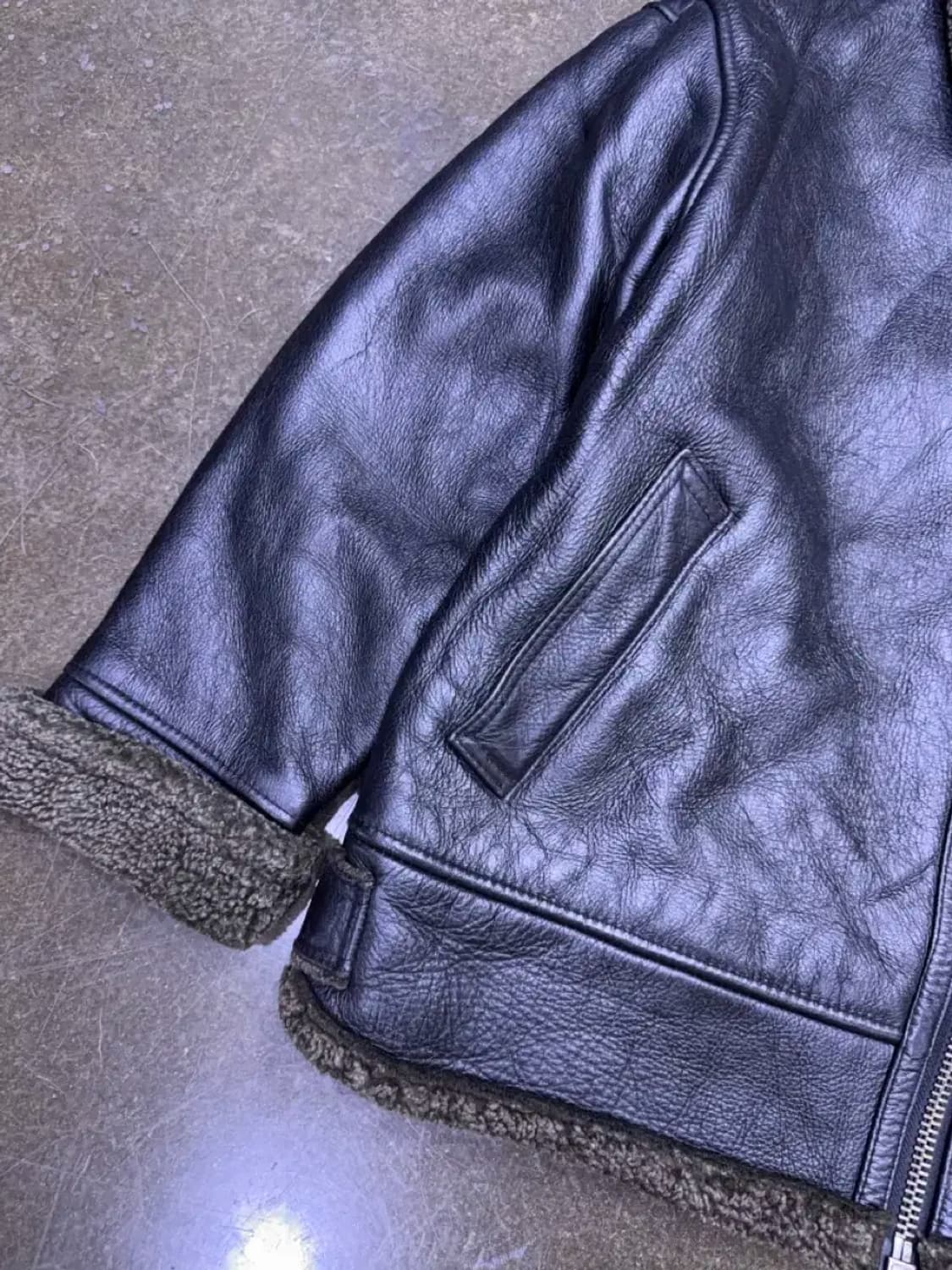 SD 빈티지 양가죽 무스탕 자켓 블랙 L 상품이미지4