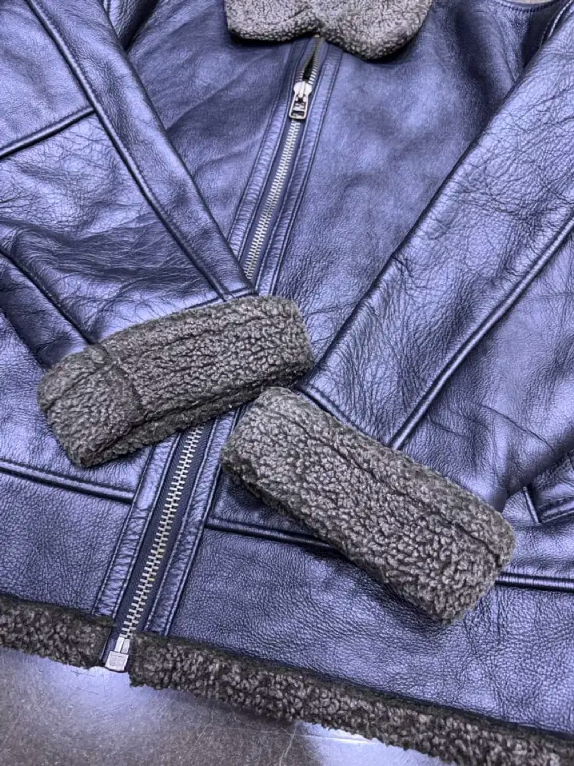 SD 빈티지 양가죽 무스탕 자켓 블랙 L 상품이미지5