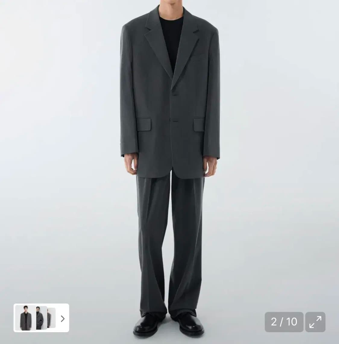 무신사스탠다드 대디 숄더 오버사이즈 블레이저 미디엄 그레이 L 상품이미지3