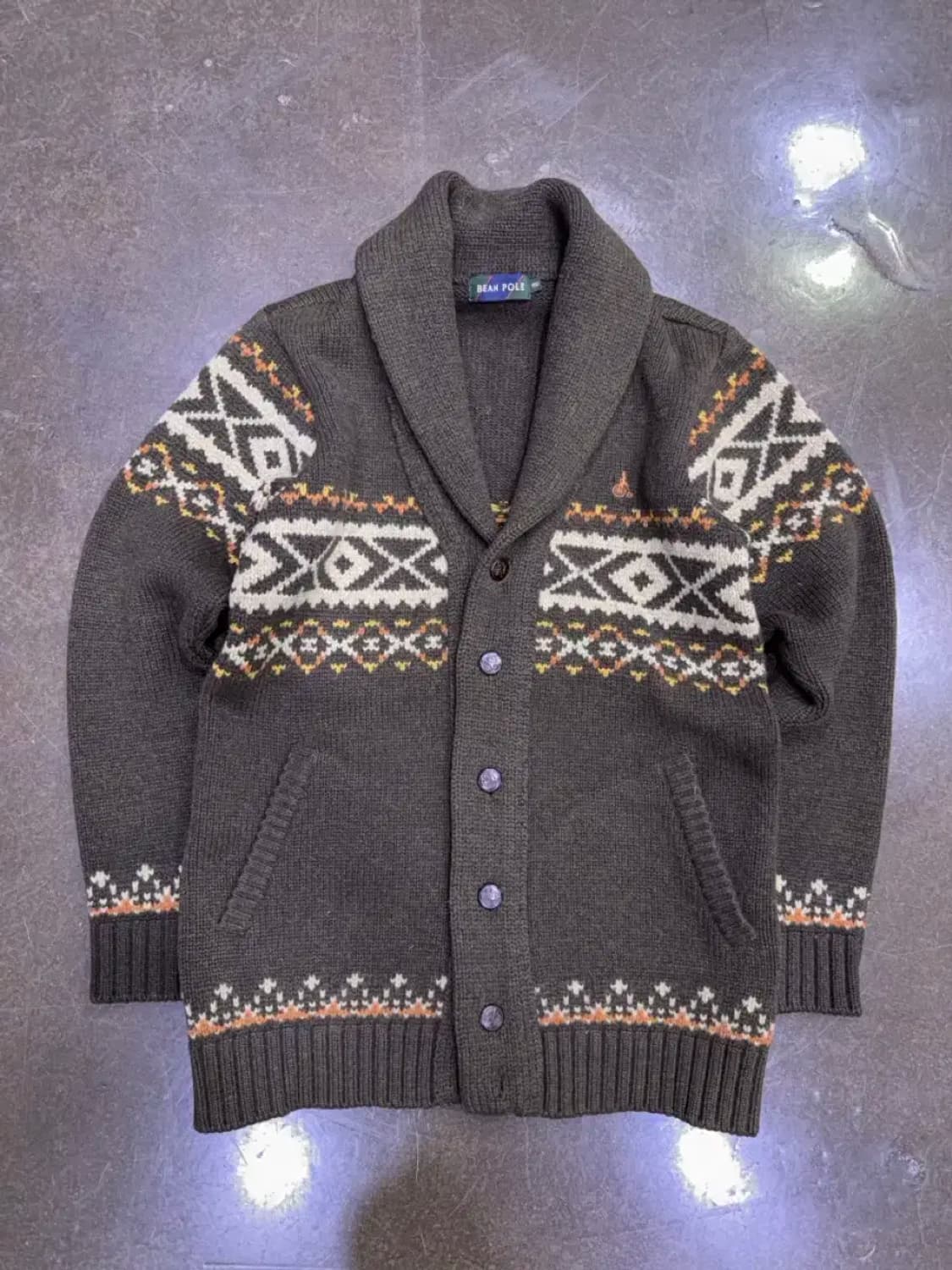 빈폴 숄카라 아즈텍 패턴 니트 헤비 울 가디건 100 상품이미지1