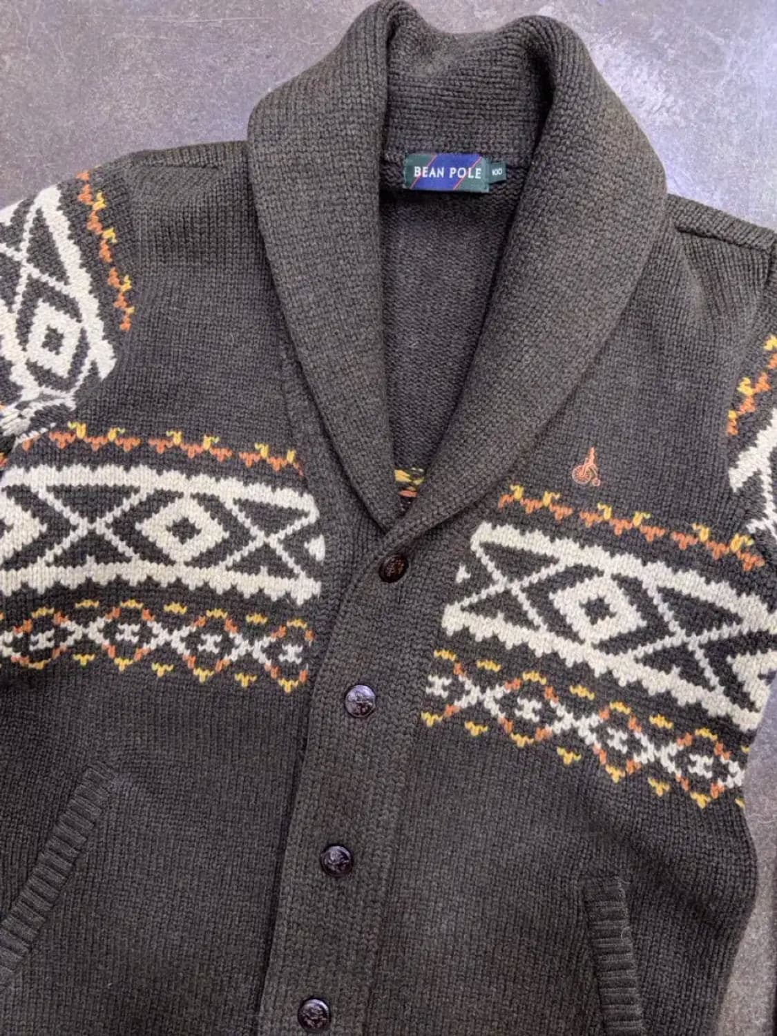 빈폴 숄카라 아즈텍 패턴 니트 헤비 울 가디건 100 상품이미지3