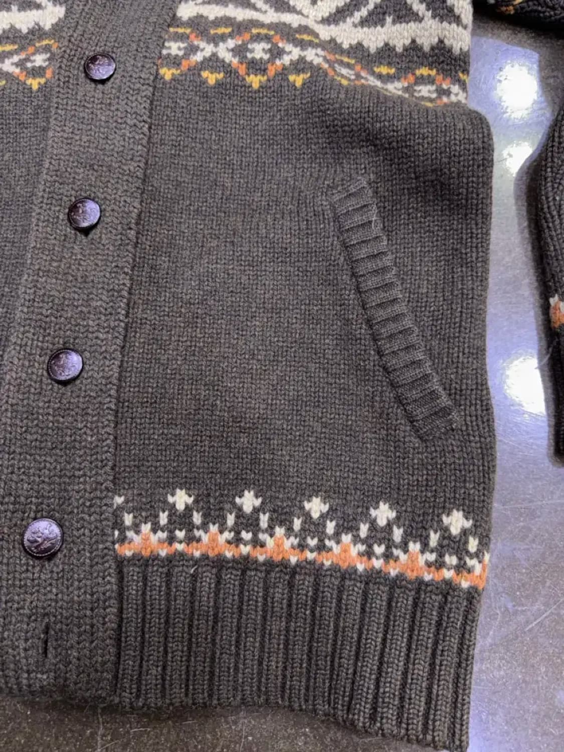 빈폴 숄카라 아즈텍 패턴 니트 헤비 울 가디건 100 상품이미지4