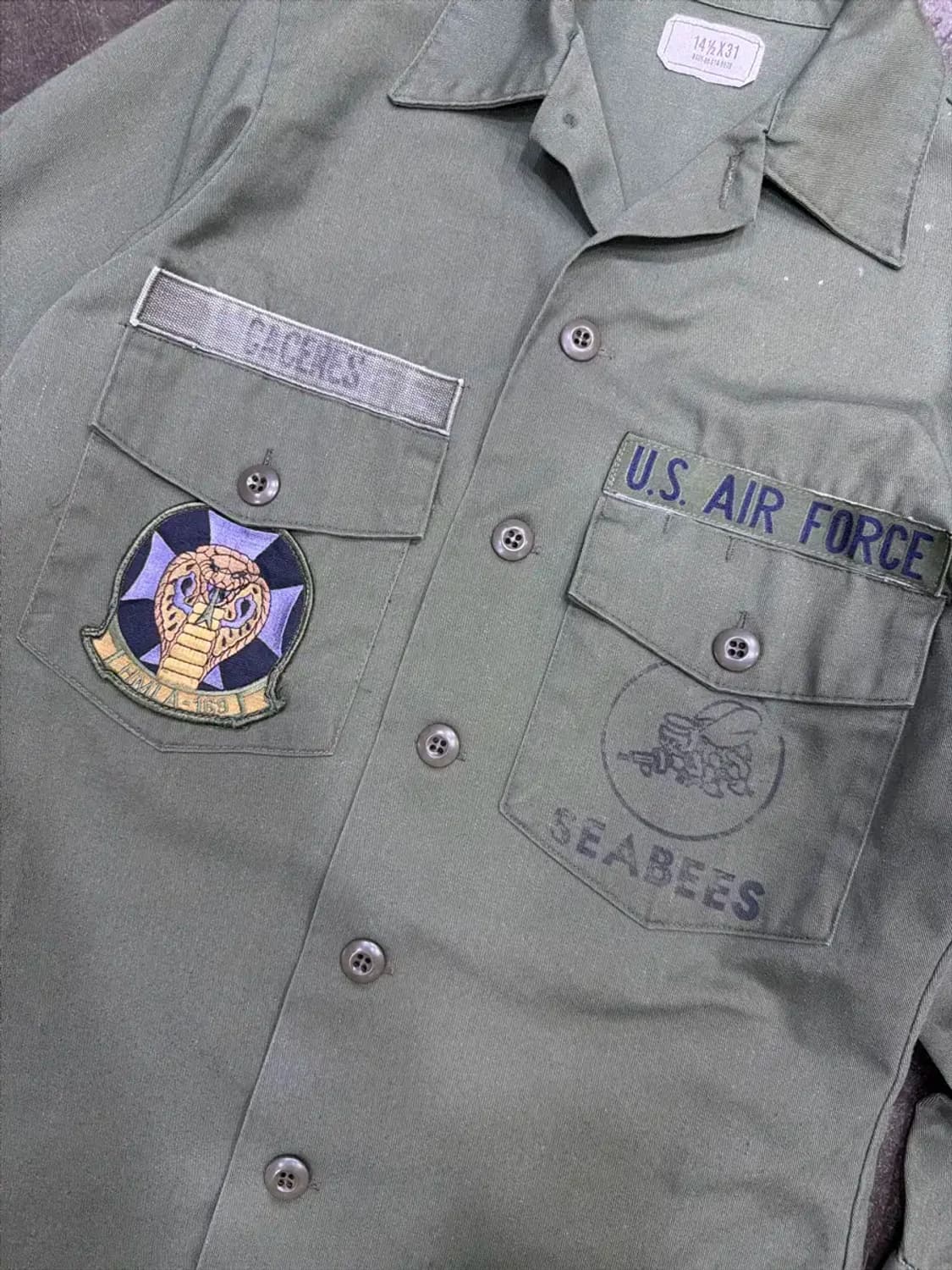 미공군 OG-507 유틸리티 패치 셔츠 Seebees 14.5 x31 상품이미지4
