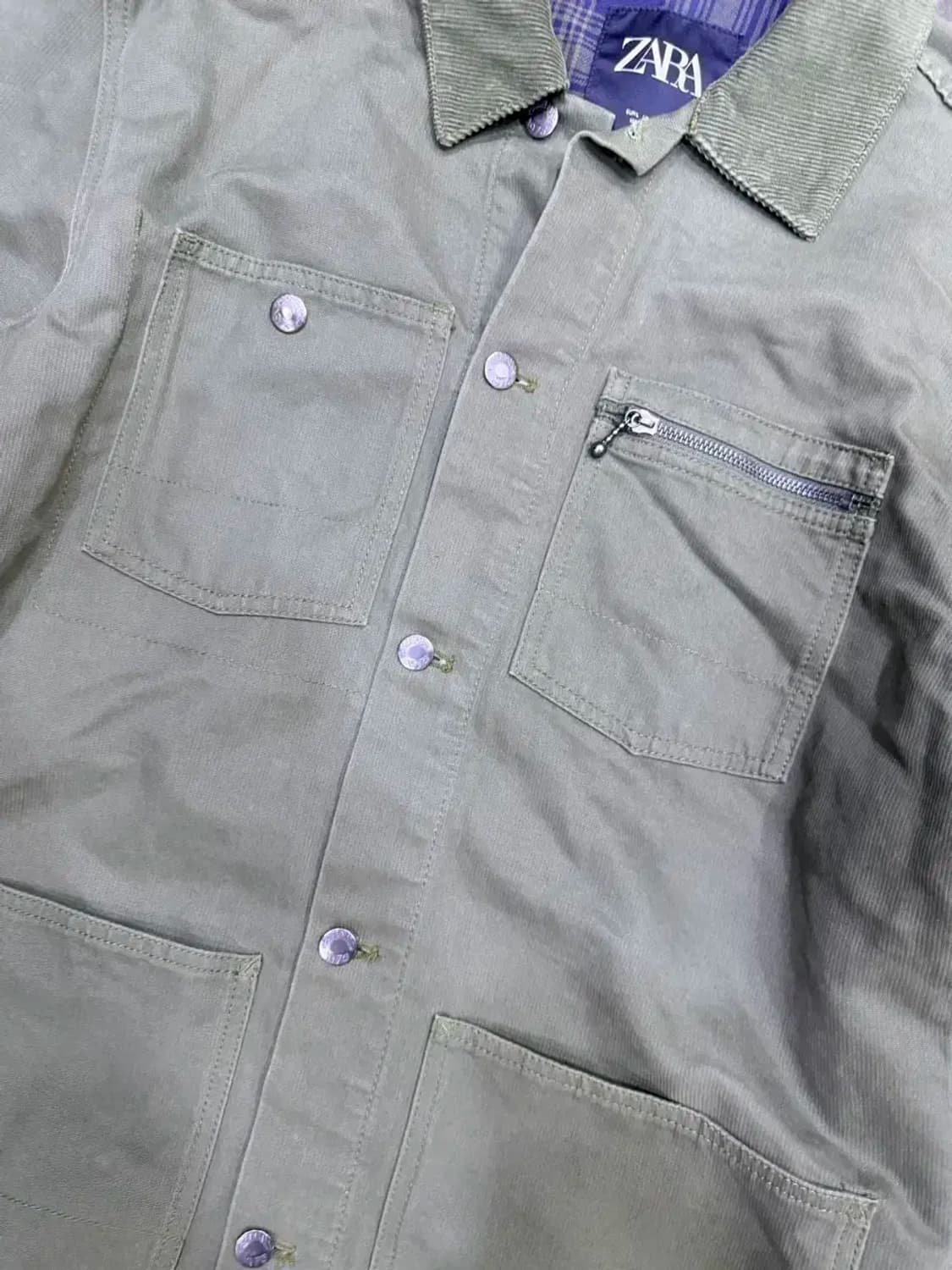 자라 코듀로이 카라 초어 워크자켓 올리브 L 상품이미지4