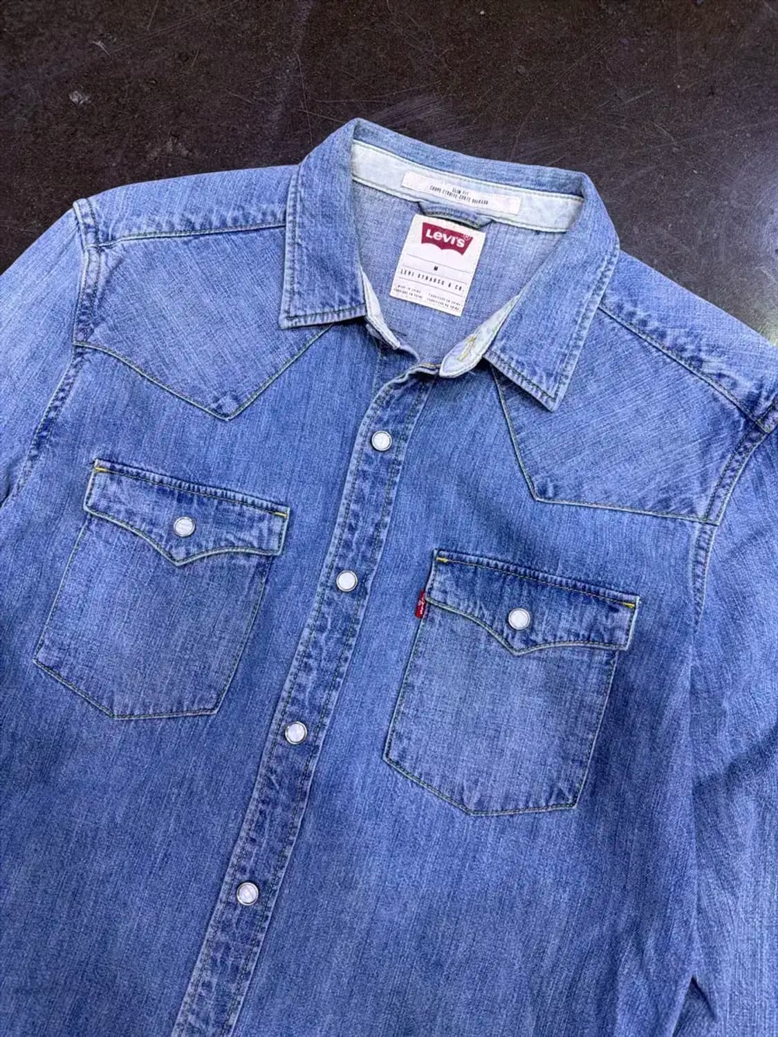 리바이스 빈티지 워싱 웨스턴 데님셔츠 남방 슬림핏 M 상품이미지3