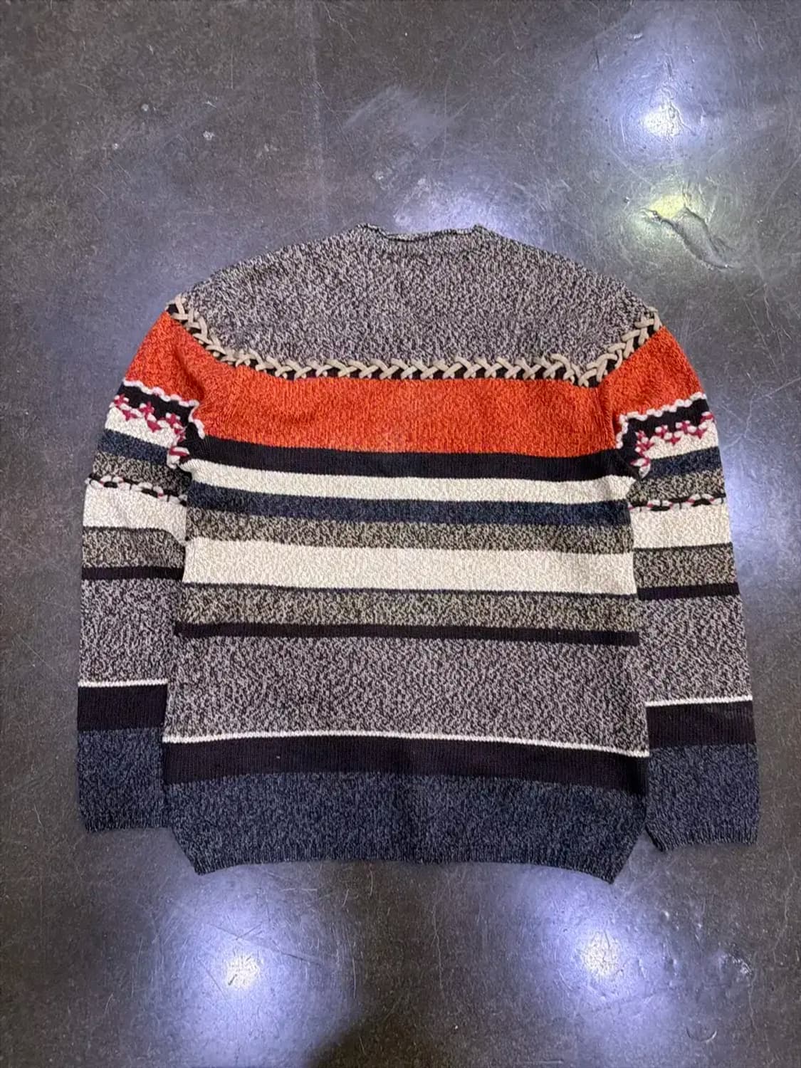 인터메조 스트라이프 배색 로프 울 니트 V넥 스웨터 105 상품이미지2