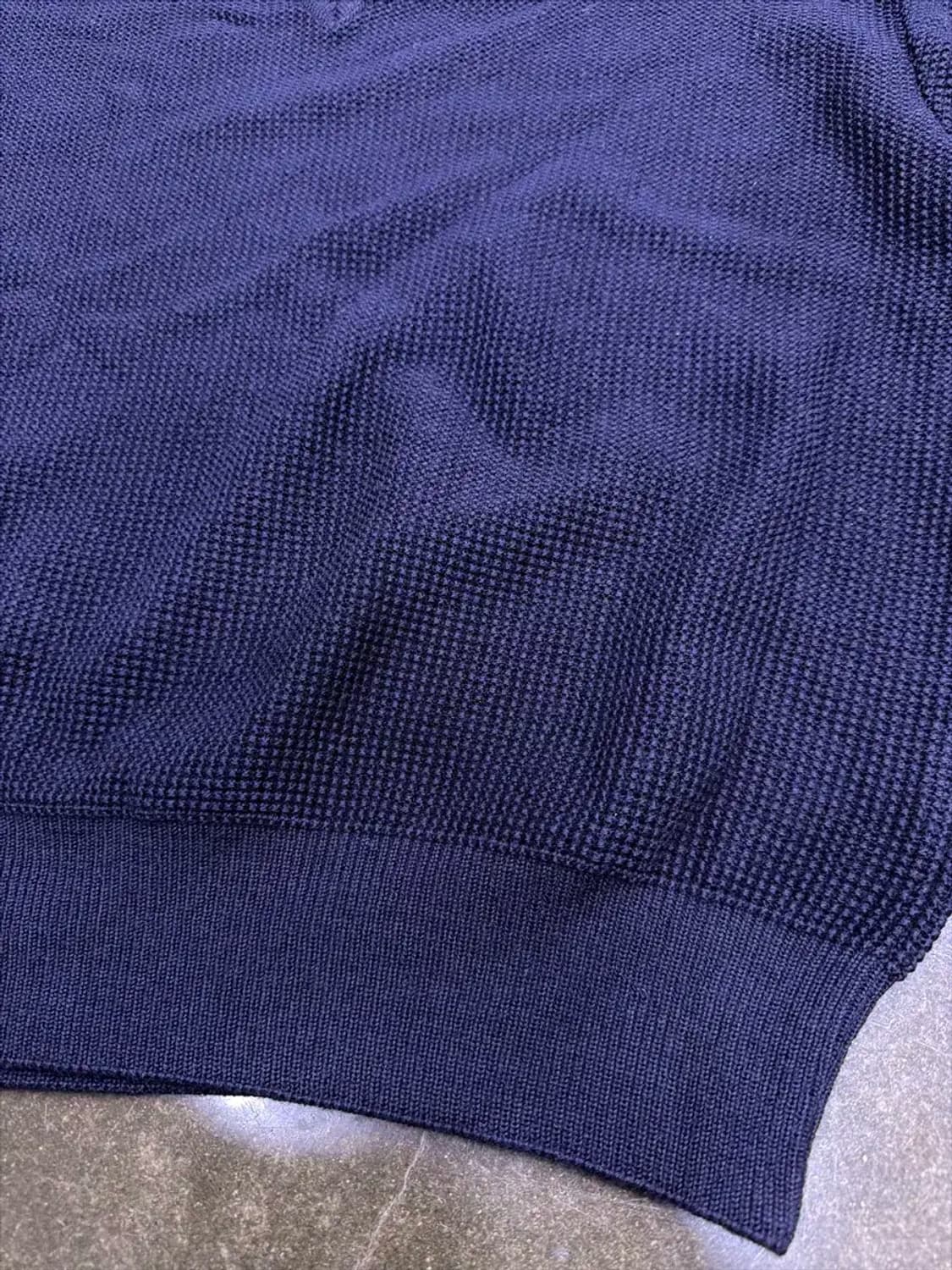 로건 100% 메리노울 와플 V넥 니트 스웨터 네이비 S 상품이미지5