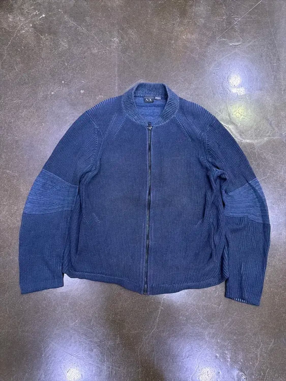 아르마니 익스체인지 배색 니트 스웨터 네이비 집업 자켓 L 상품이미지1