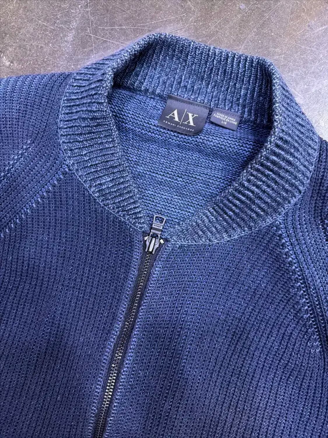 아르마니 익스체인지 배색 니트 스웨터 네이비 집업 자켓 L 상품이미지3