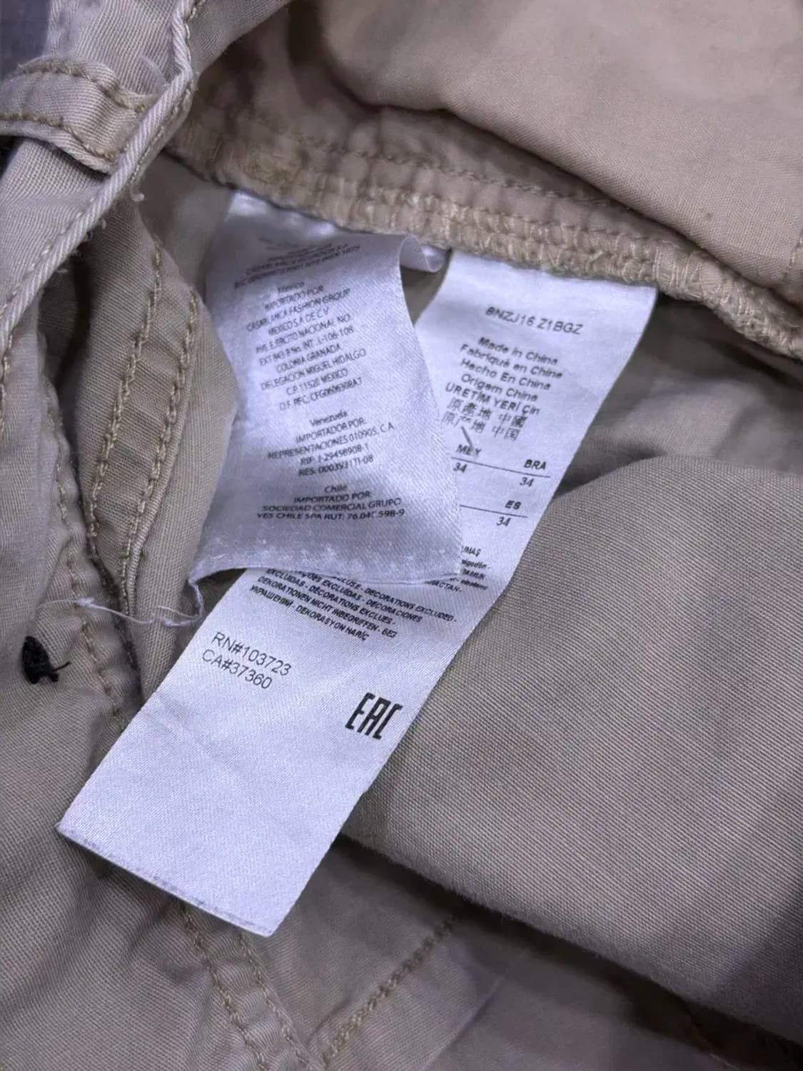 아르마니 익스체인지 스트레이트핏 캐쥬얼 치노팬츠 베이지 34 상품이미지10