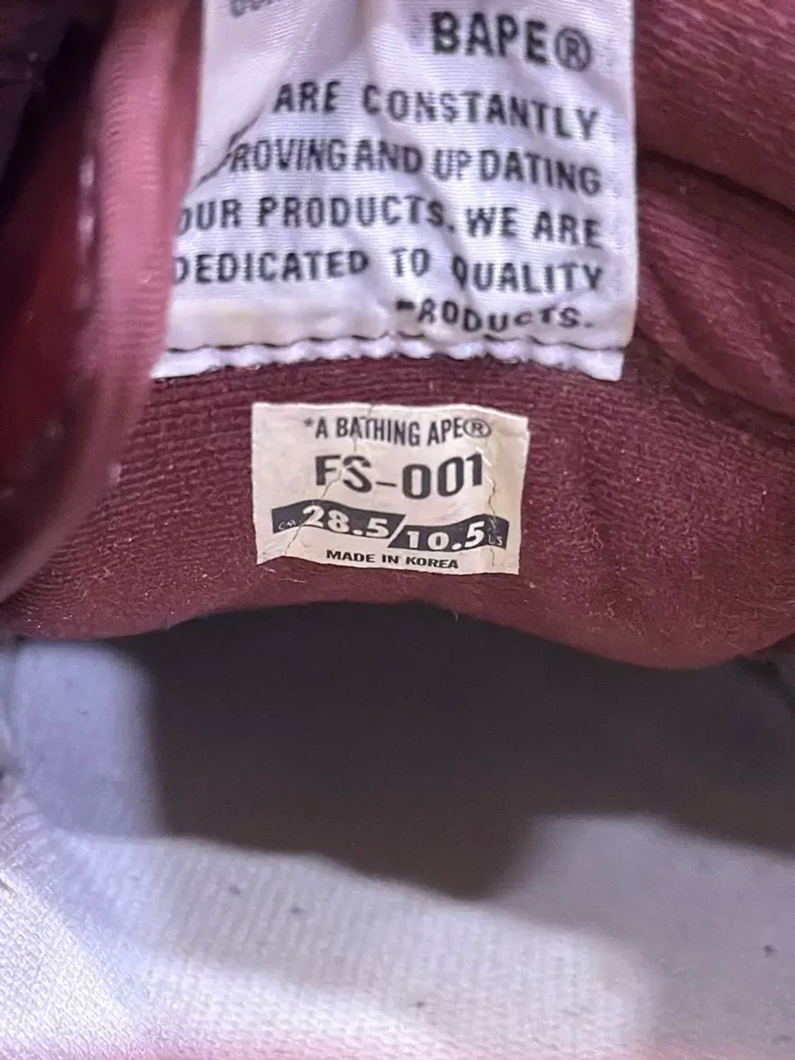 베이프 베이프스타 로우 레드윙 버건디 포스 스니커즈 285 상품이미지9