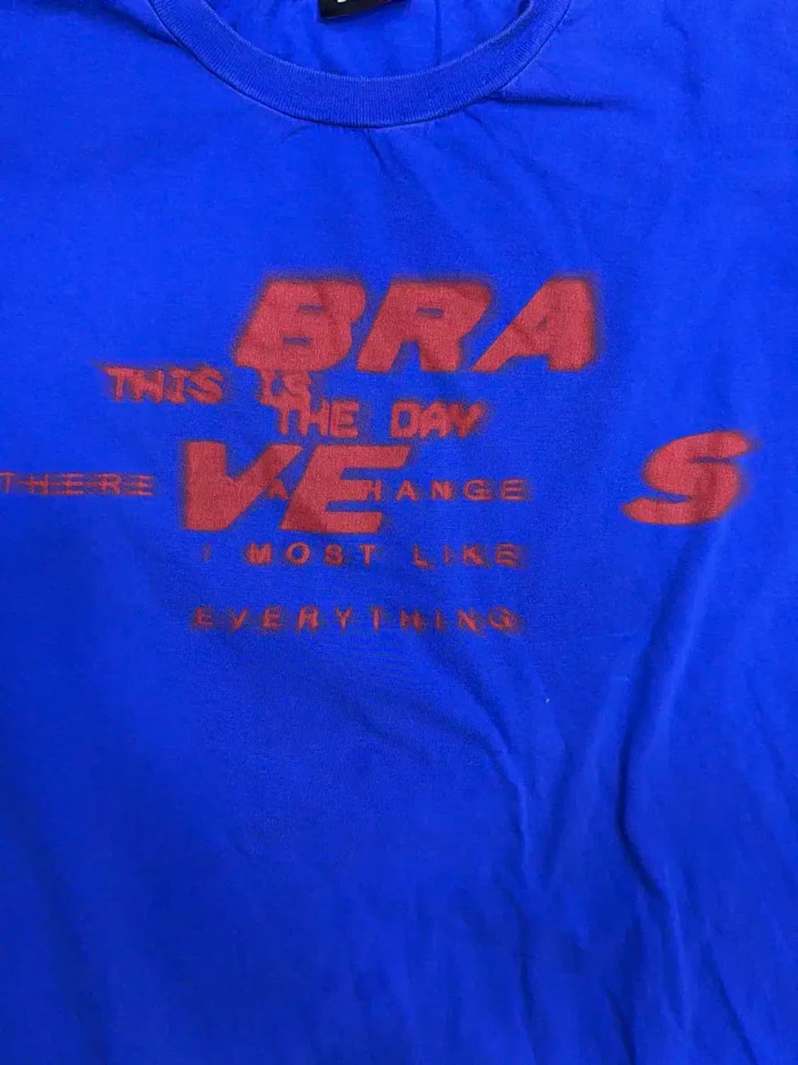 디젤 BRA 프린팅 빈티지 워싱 블루 반팔 티셔츠 XL 상품이미지3