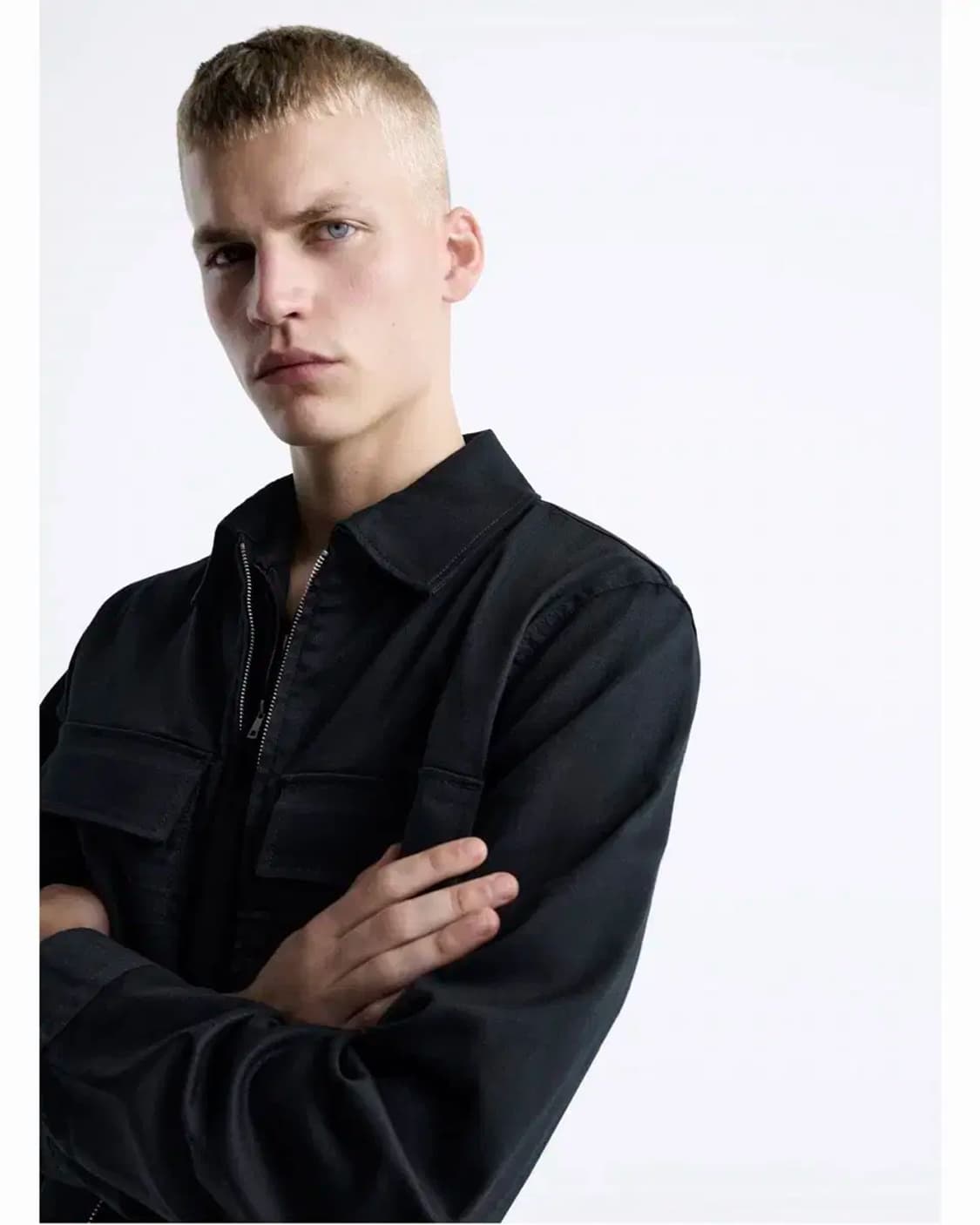 자라 유틸리티 포켓 오버핏 집업자켓 블랙 XL 상품이미지1