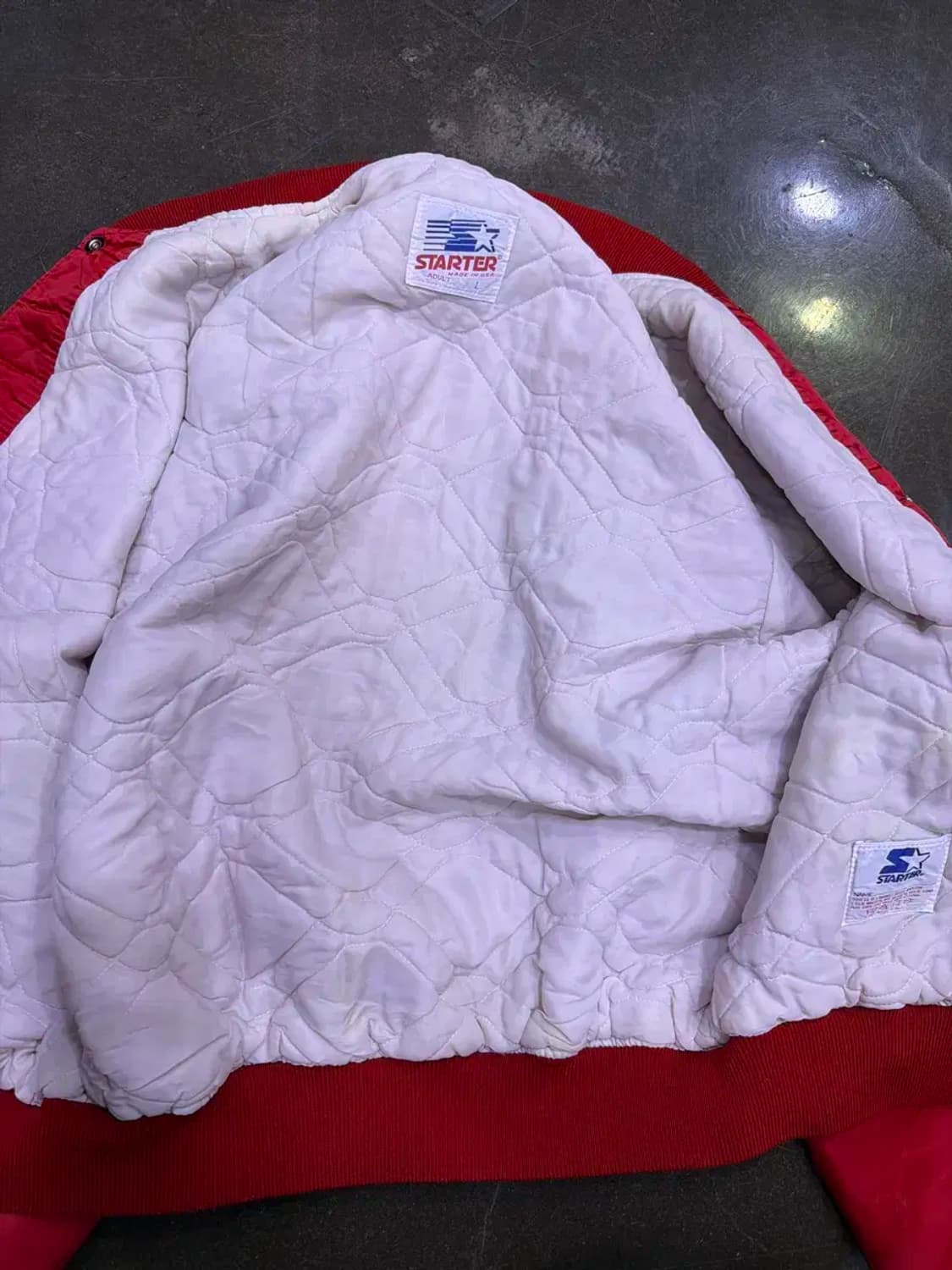 스타터 80's 메릴랜드 NCAA 레드 스타디움 점퍼 바시티 L 상품이미지6