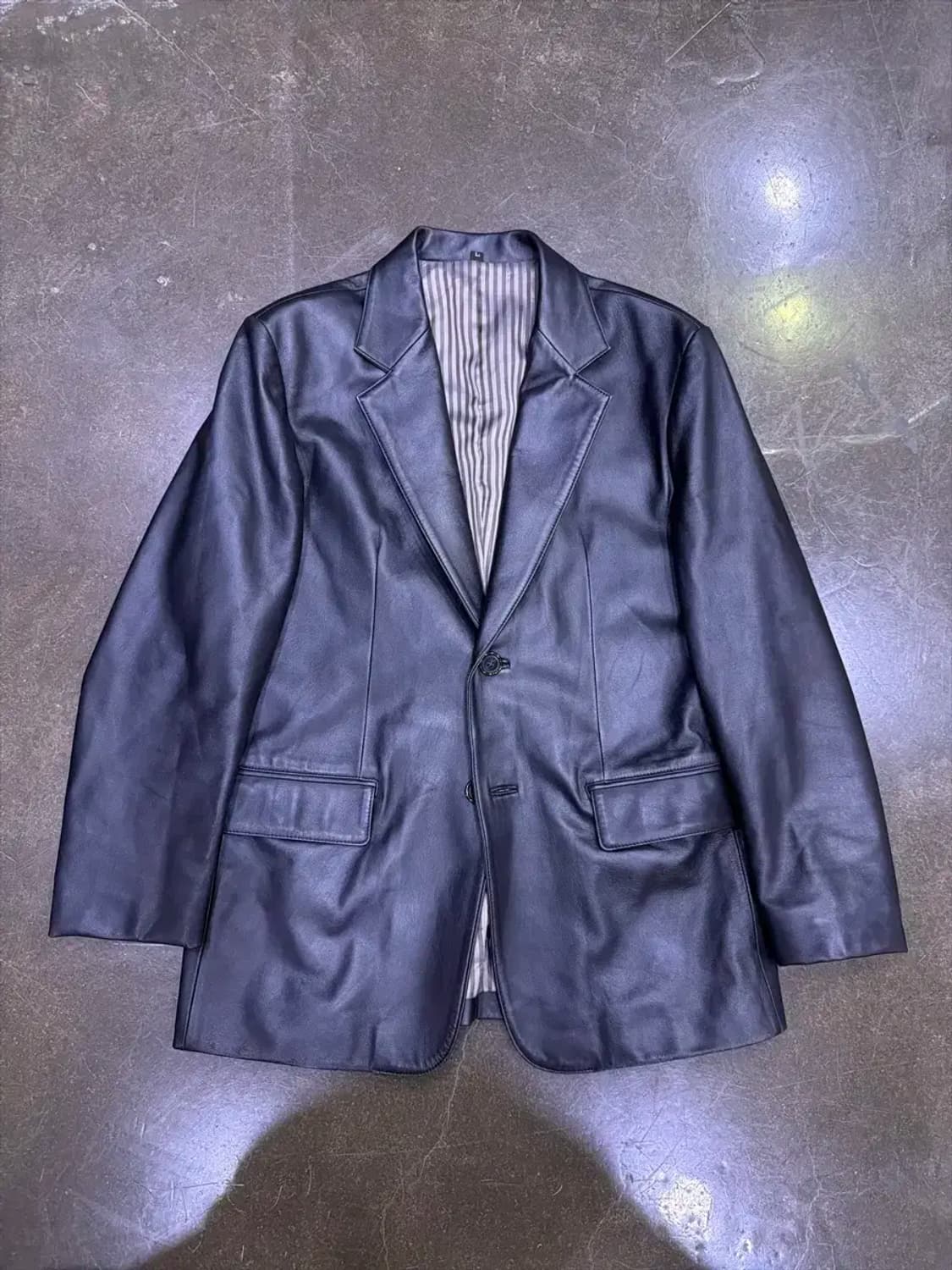 노블레스 심플 싱글 블레이저 양가죽 레더 자켓 L 상품이미지1