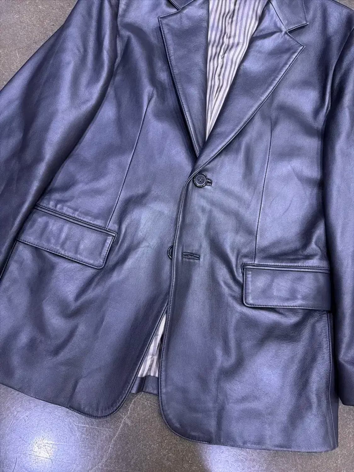 노블레스 심플 싱글 블레이저 양가죽 레더 자켓 L 상품이미지4