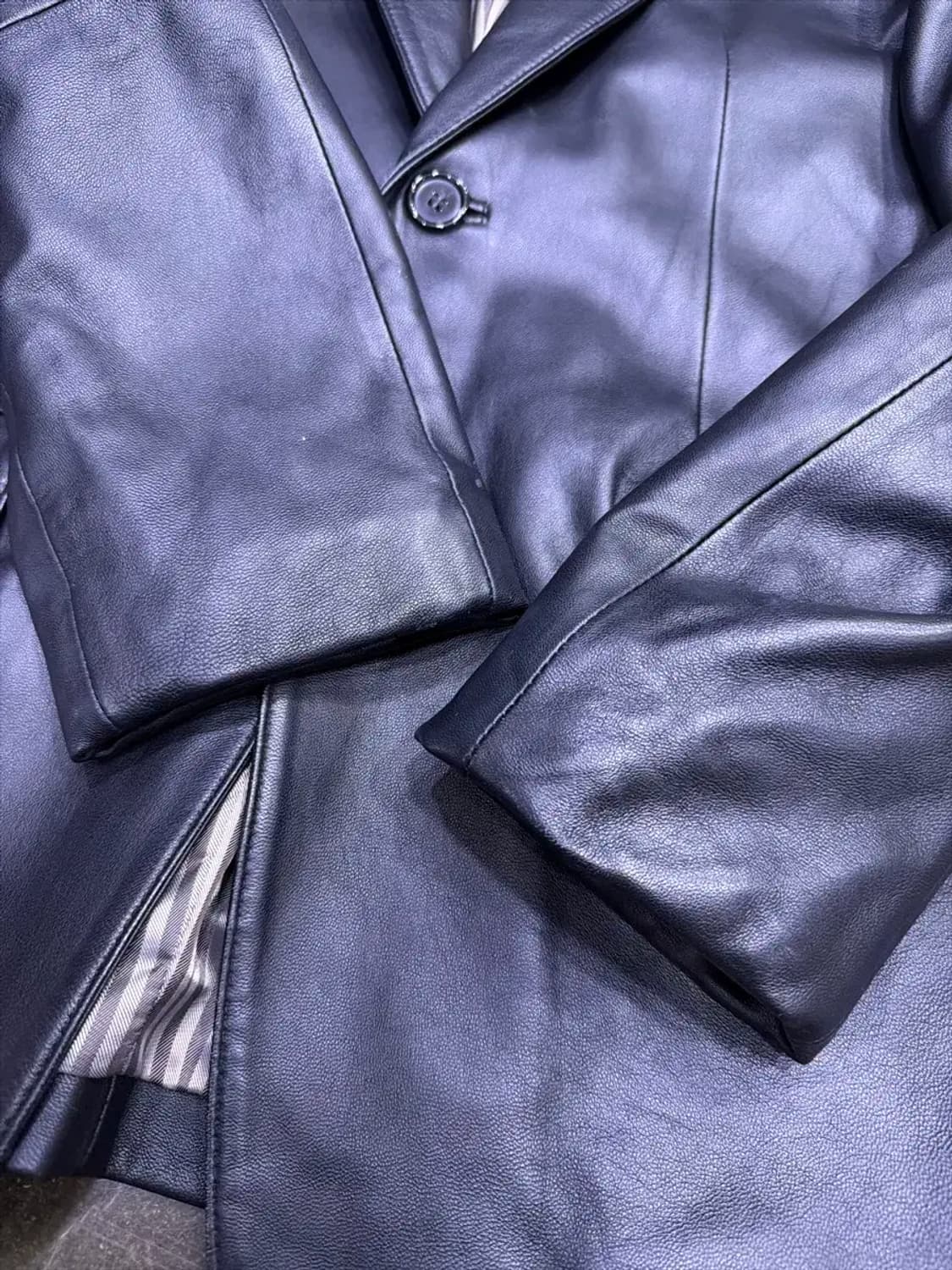 노블레스 심플 싱글 블레이저 양가죽 레더 자켓 L 상품이미지5