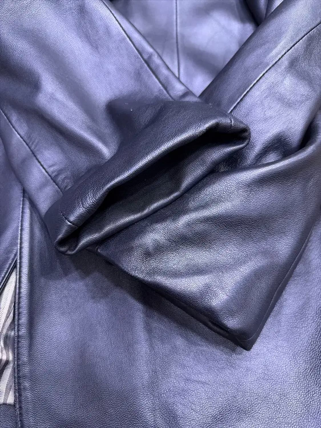 노블레스 심플 싱글 블레이저 양가죽 레더 자켓 L 상품이미지6