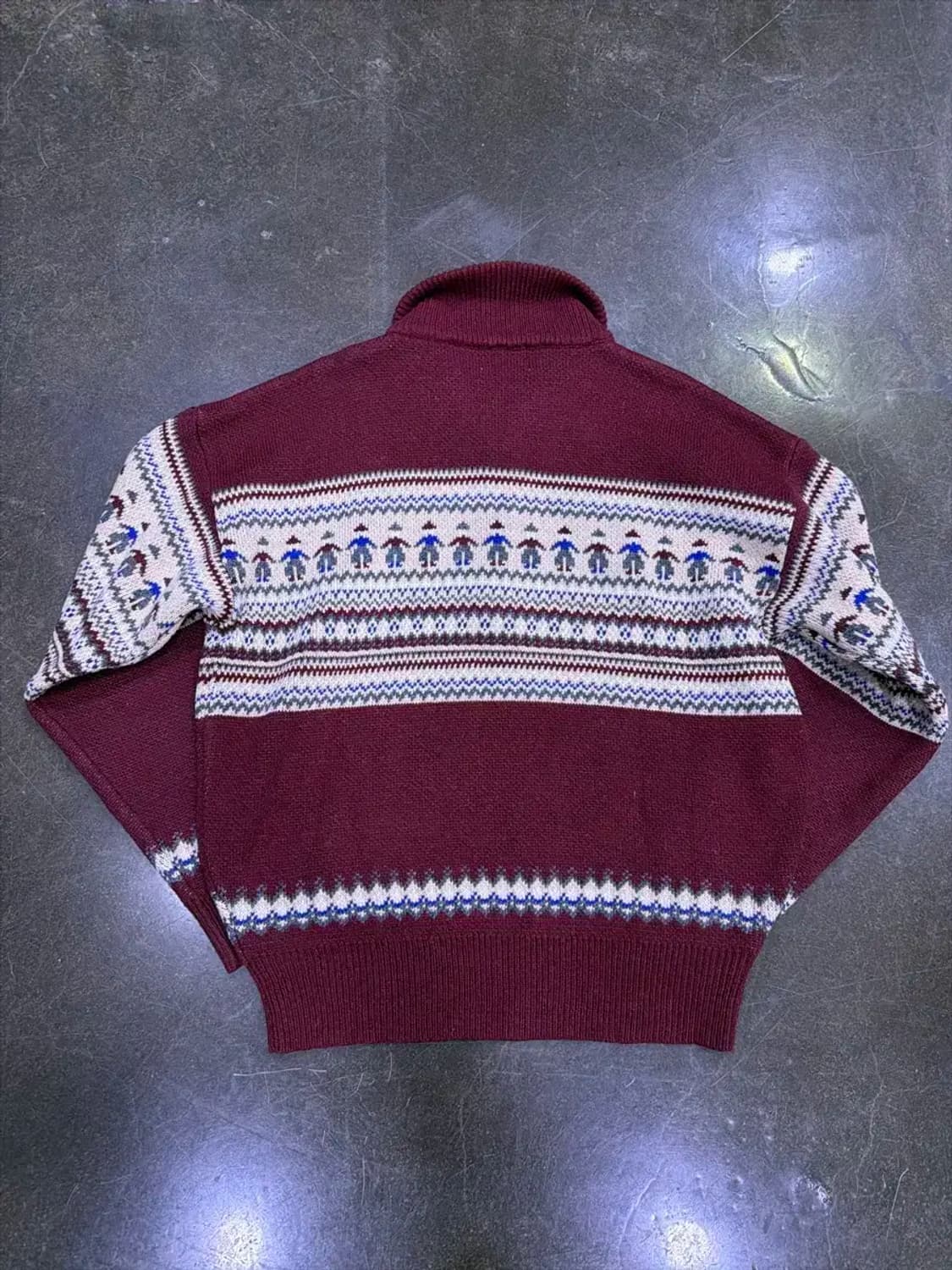 노메이드 노르딕 반집업 숄 니트 스웨터 버건디 상품이미지2