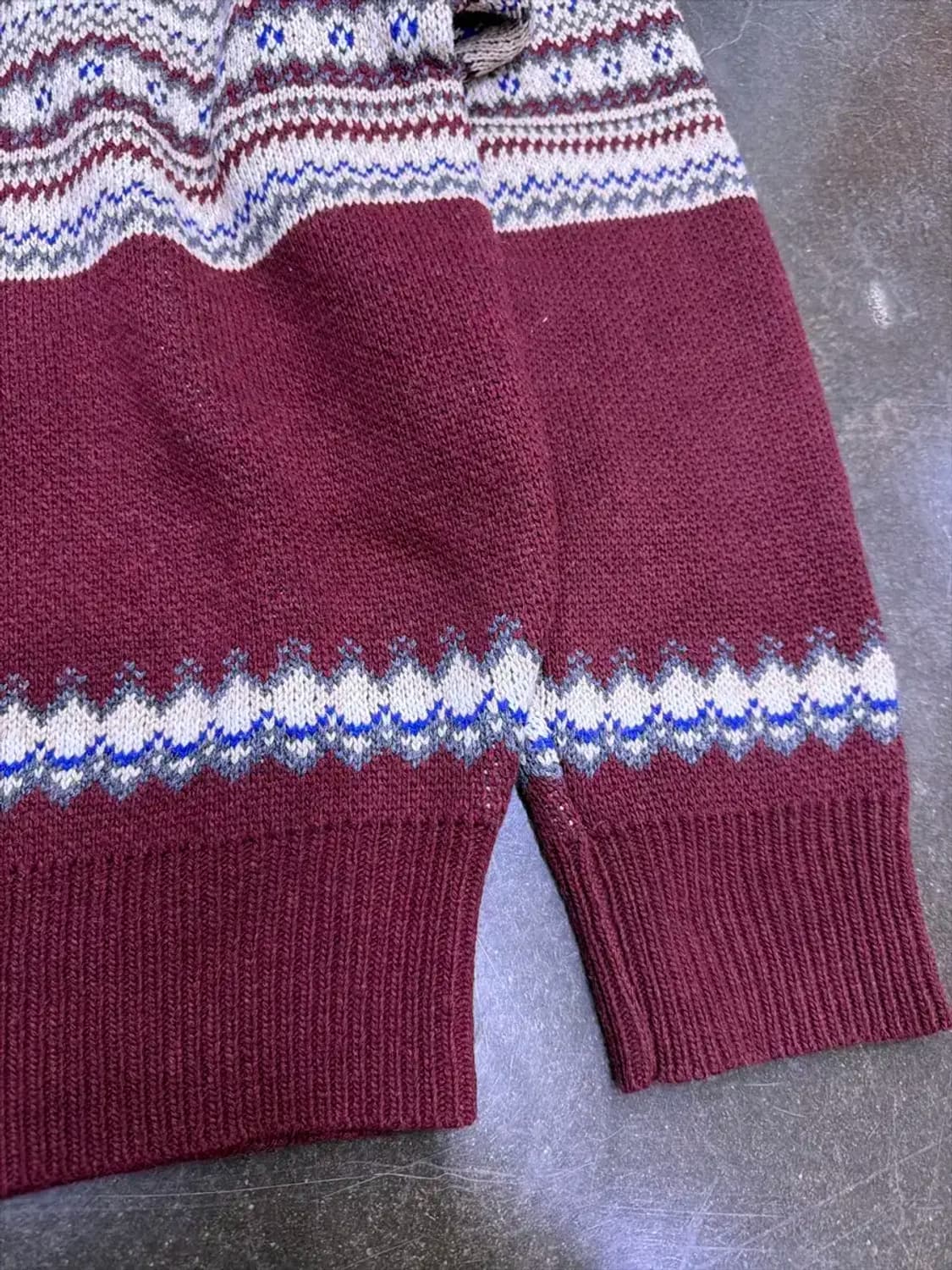 노메이드 노르딕 반집업 숄 니트 스웨터 버건디 상품이미지5